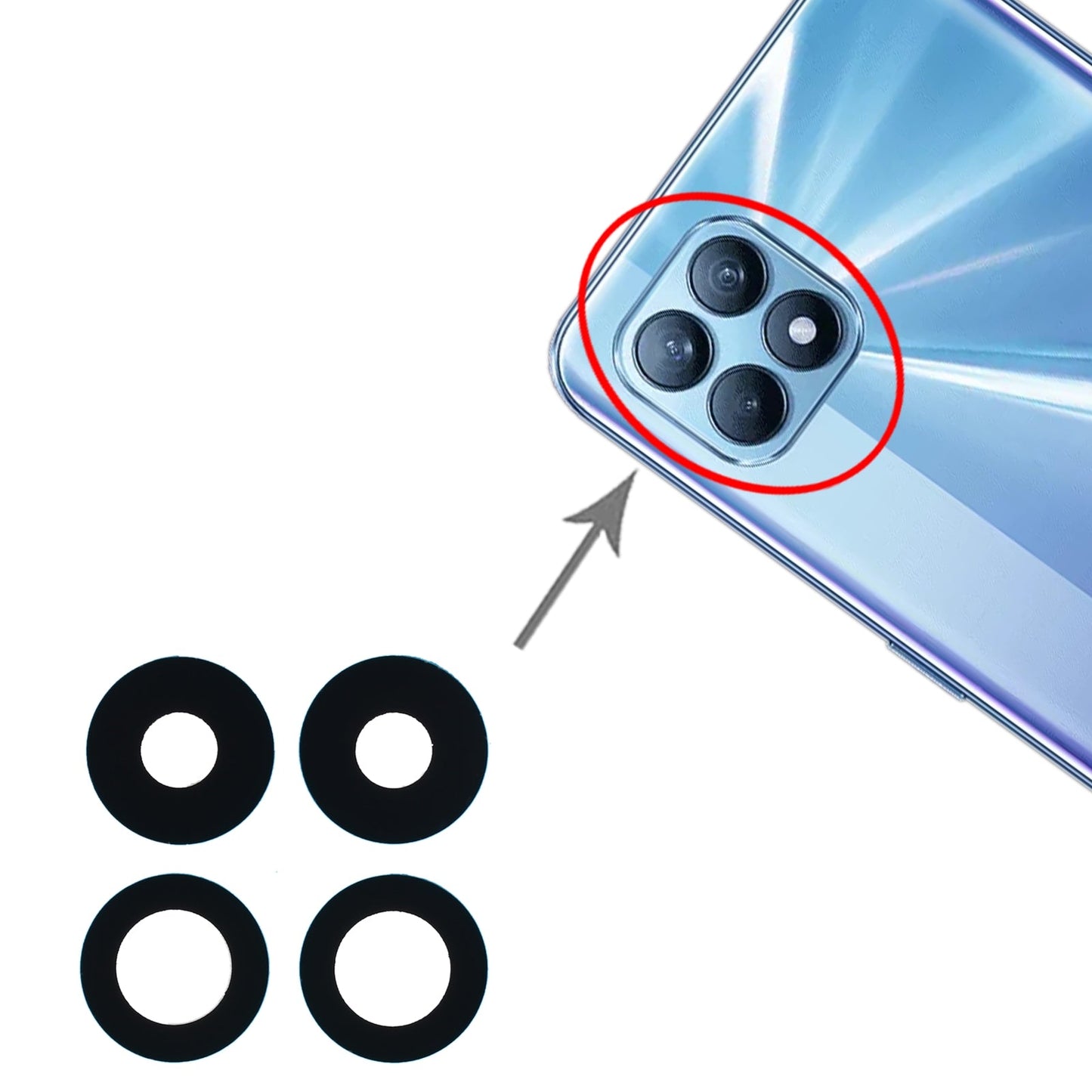 For OPPO Reno4 SE/A93 4G/OPPO Reno4 F/Reno4 Lite/F17 Pro PEAT00 PEAM00 10pcs Back Camera Lens