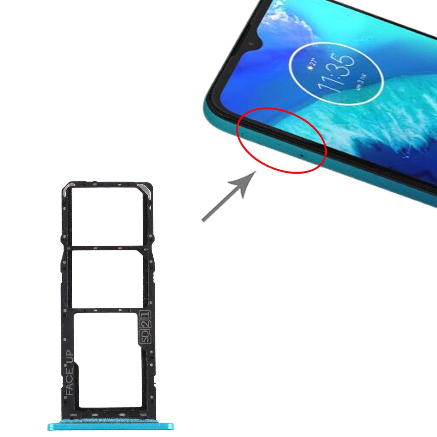 SIM Card Tray + SIM Card Tray + Micro SD Card Tray for Motorola Moto G8 Power Lite (Green)