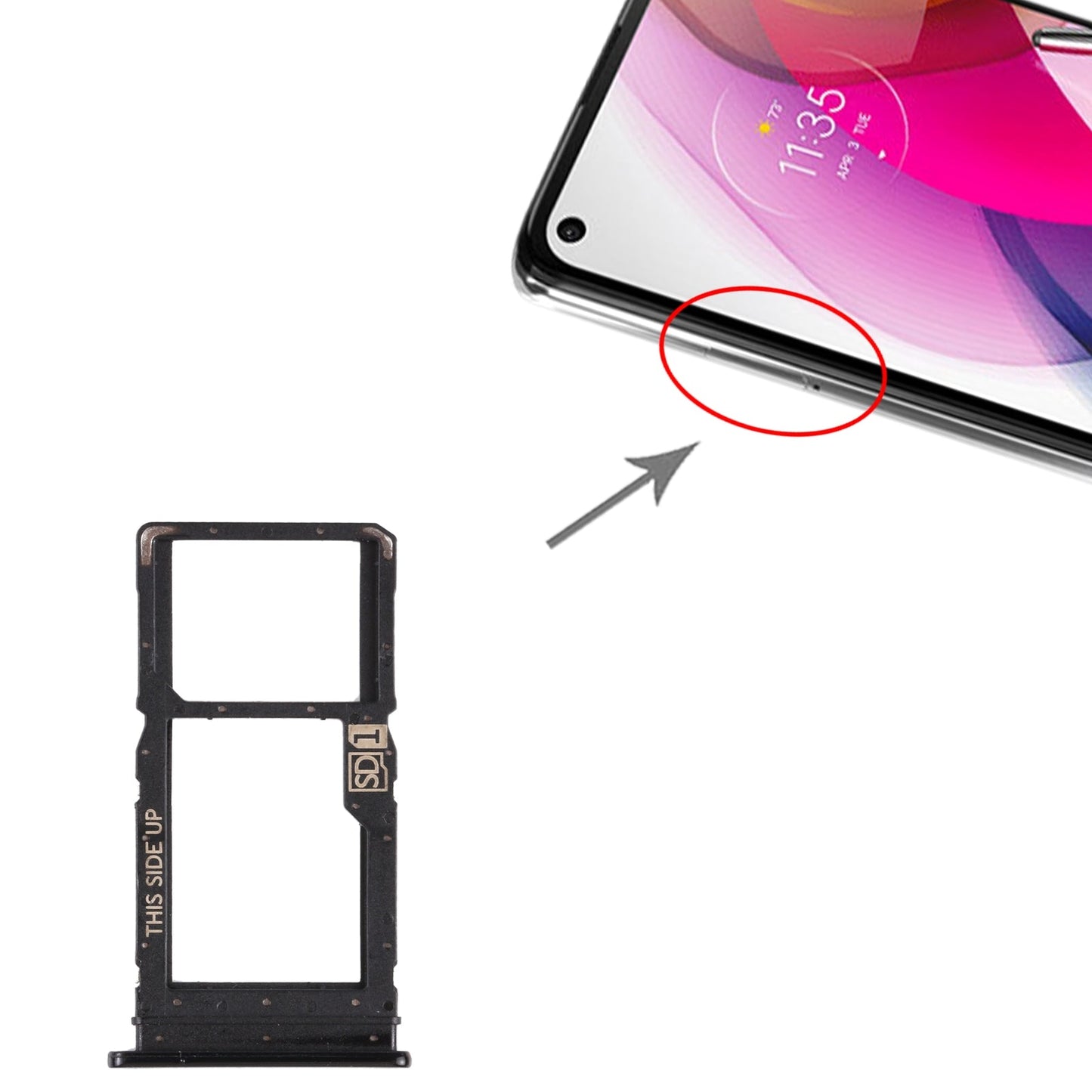 SIM Card Tray + Micro SD Card Tray for Motorola Moto G Stylus 2020 (Black)