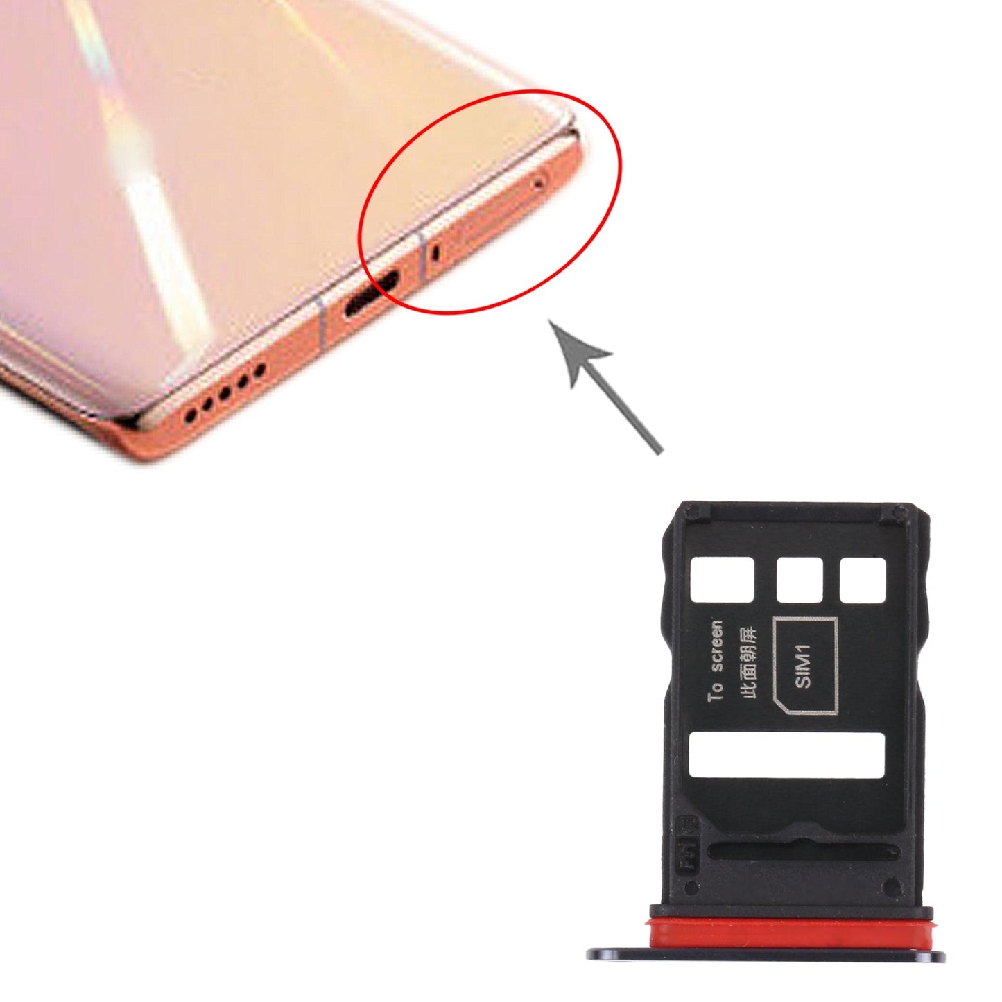 SIM Card Tray + SIM Card Tray for Honor V40 5G(Black)