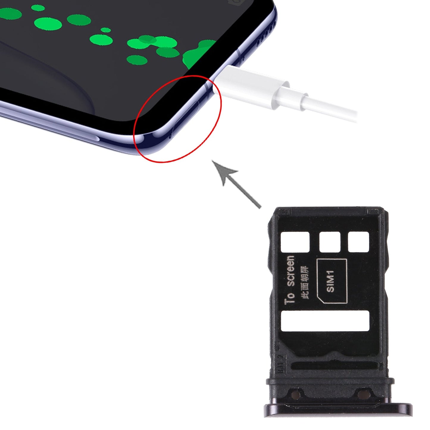 SIM Card Tray + SIM Card Tray for Huawei Nova 7 5G (Black)