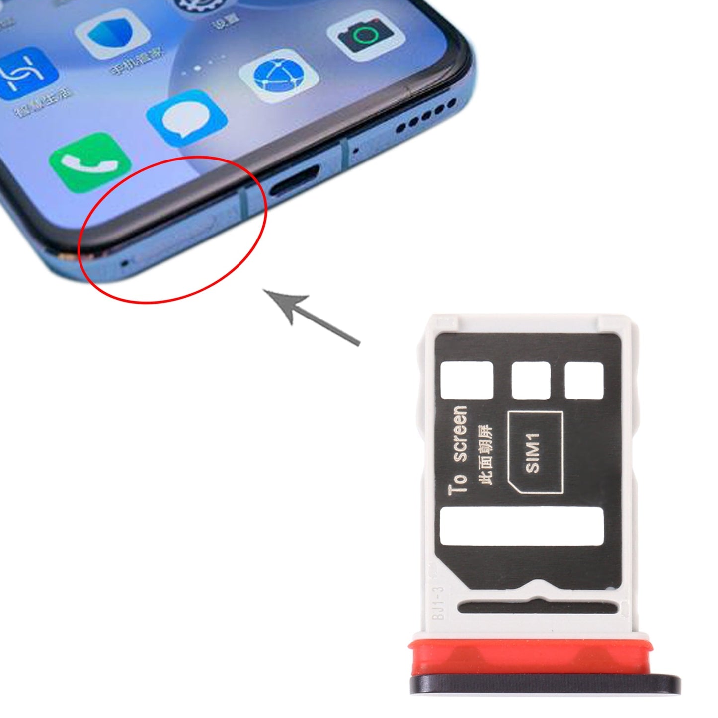 SIM Card Tray + SIM Card Tray for Honor 30 (Black)