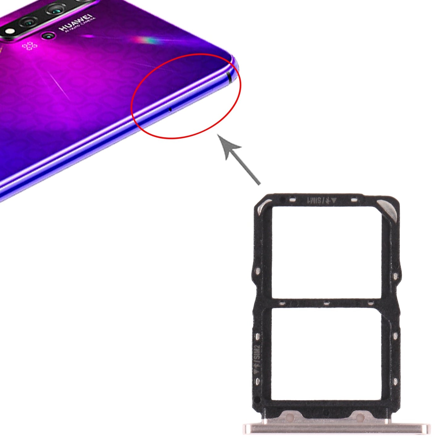 SIM Card Tray + SIM Card Tray for Huawei Nova 5T (Silver)