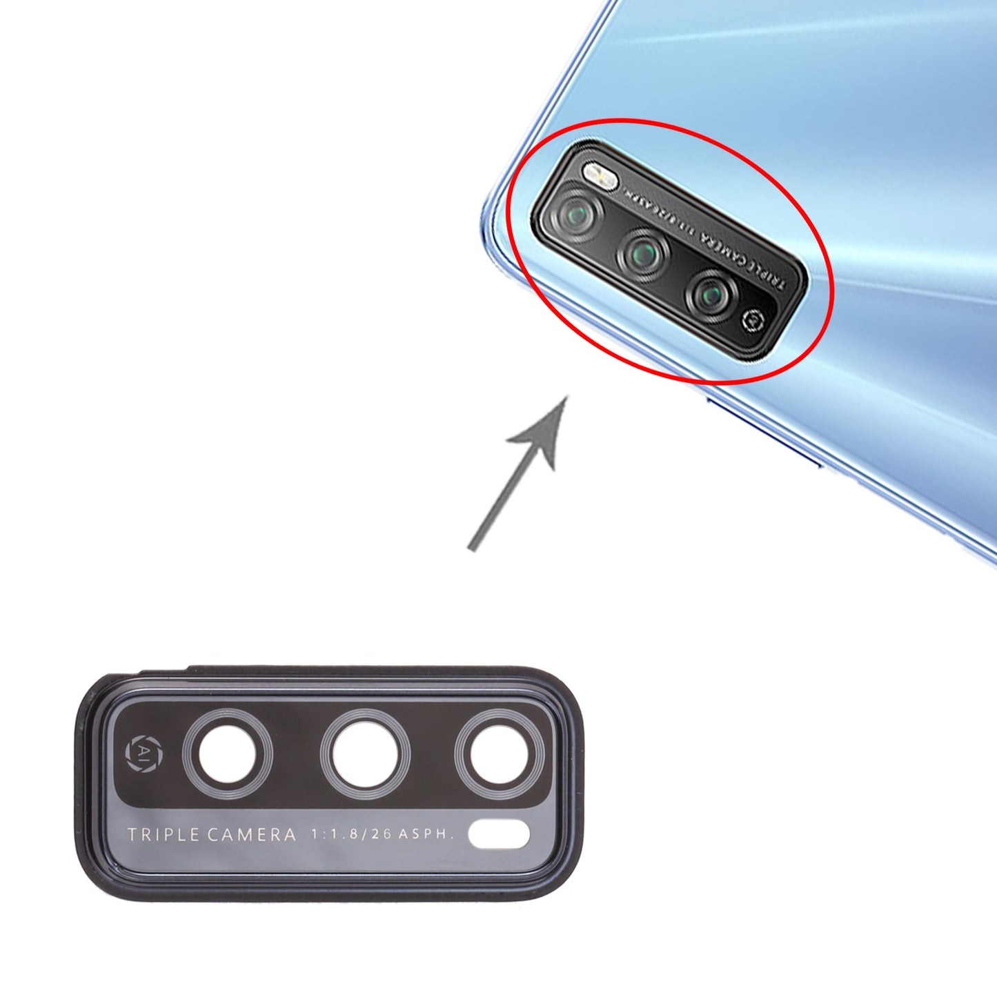 For Huawei Enjoy 20 Pro 10pcs Camera Lens Cover (Black)