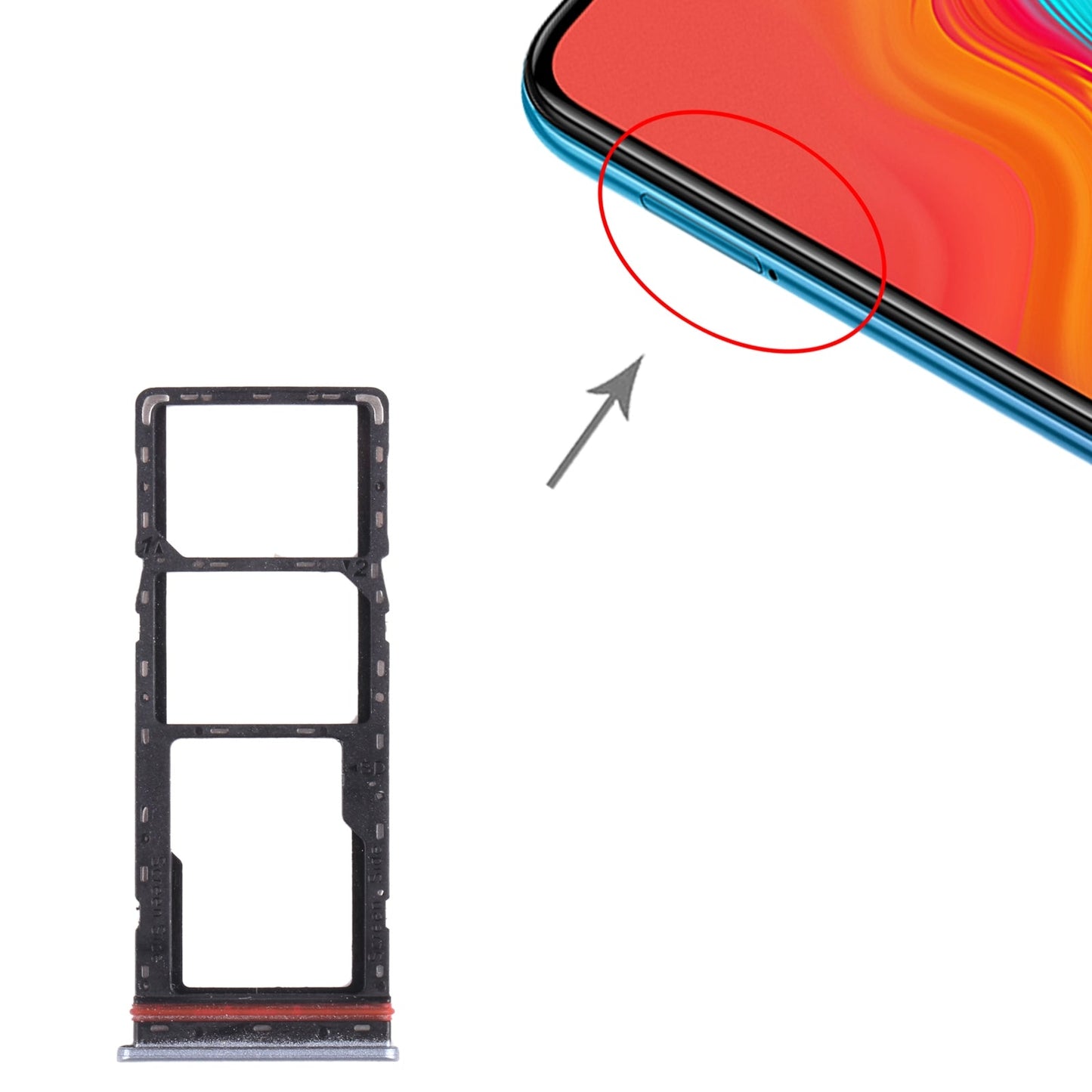 For infinix Hot 8 Lite X650 SIM Card Tray + SIM Card Tray + Micro SD Card Tray (Grey)