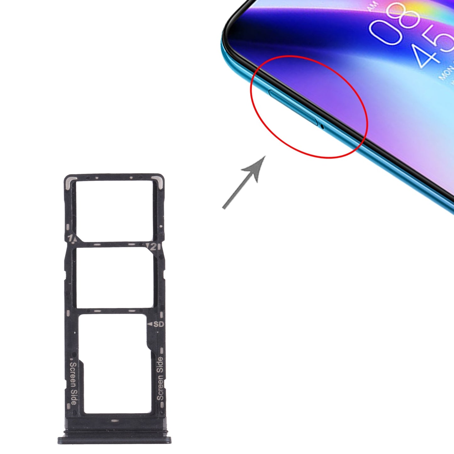 For Tecno Pouvoir 4 Pro / Pouvoir 4 LC7 SIM Card Tray + SIM Card Tray + Micro SD Card Tray (Black)