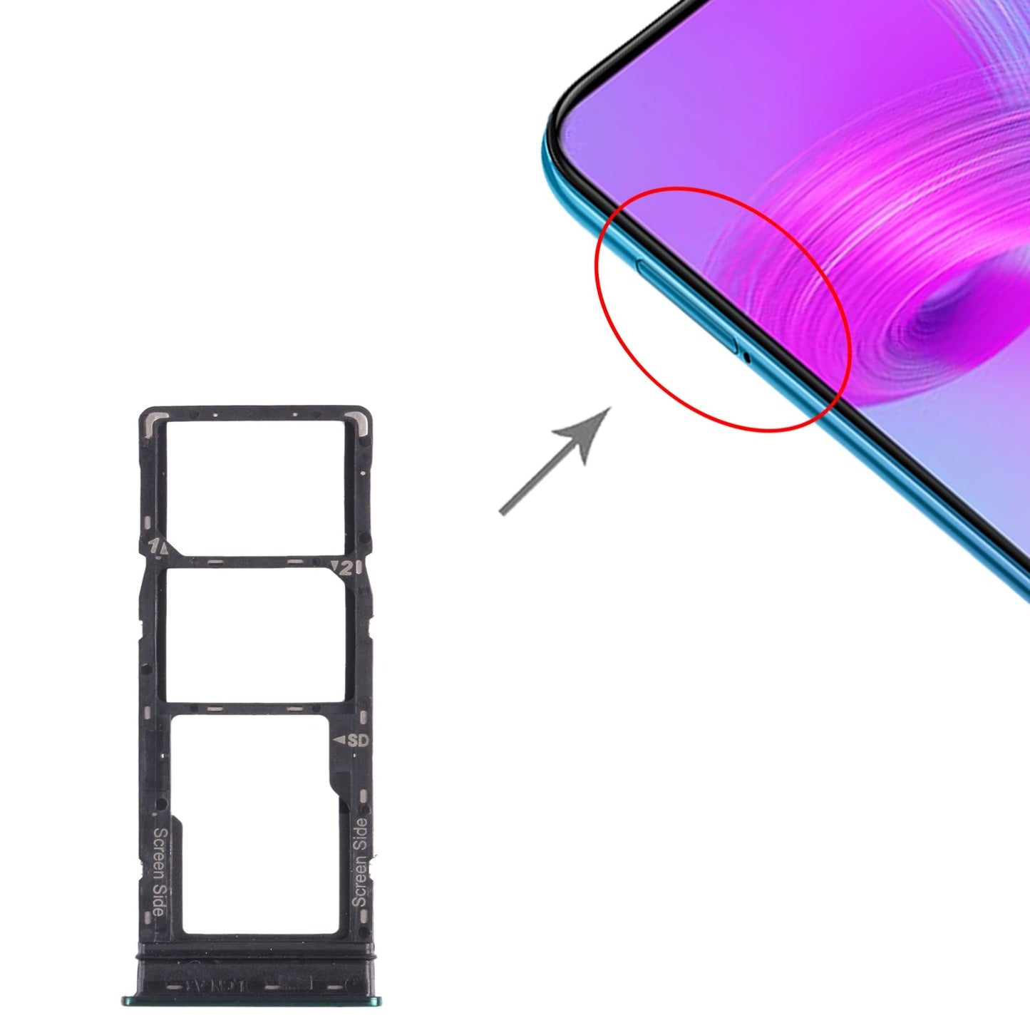 For Infinix S5 Pro X660 X660C X660B SIM Card Tray + SIM Card Tray + Micro SD Card Tray (Green)