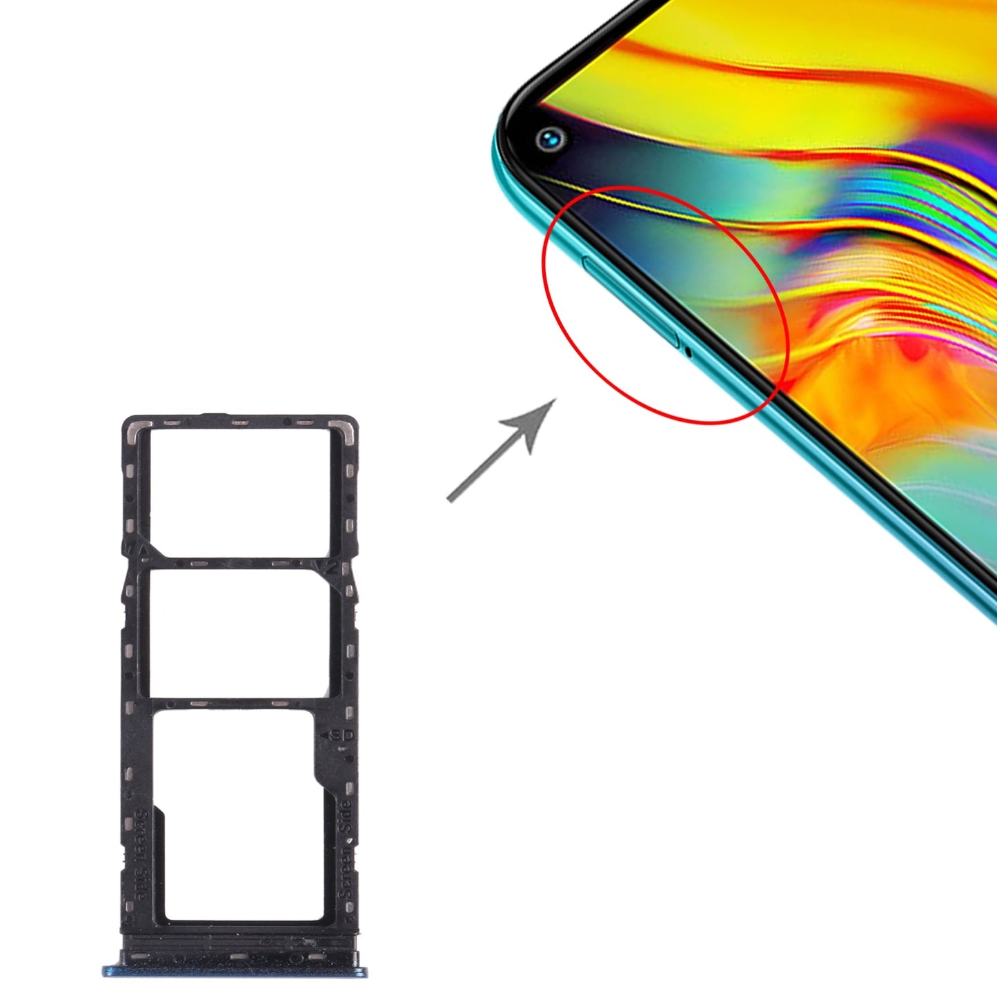 For Infinix Hot 9 X655C X655 X655D SIM Card Tray + SIM Card Tray + Micro SD Card Tray (Blue)