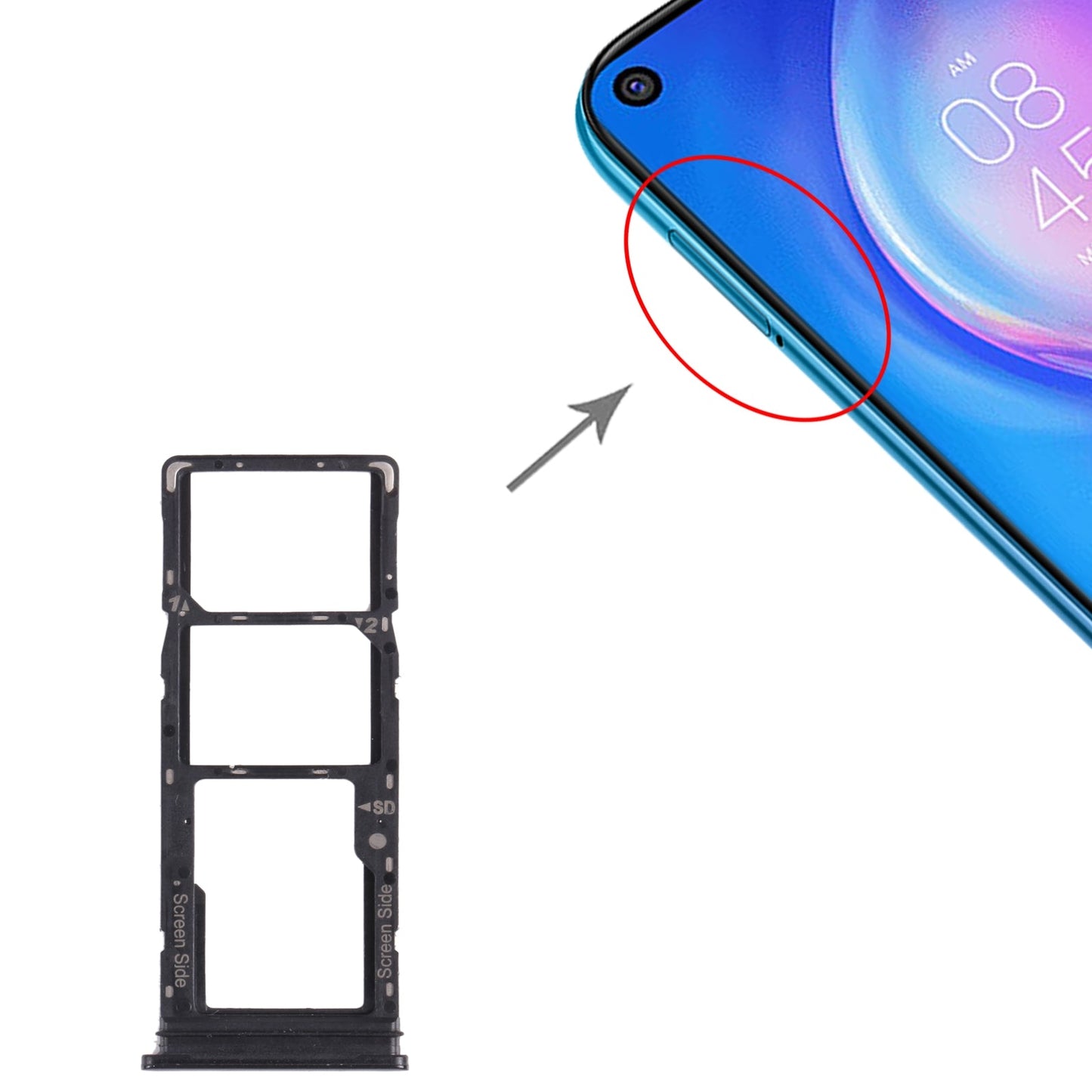 For Tecno Spark 5 Pro KD7 SIM Card Tray + SIM Card Tray + Micro SD Card Tray (Black)