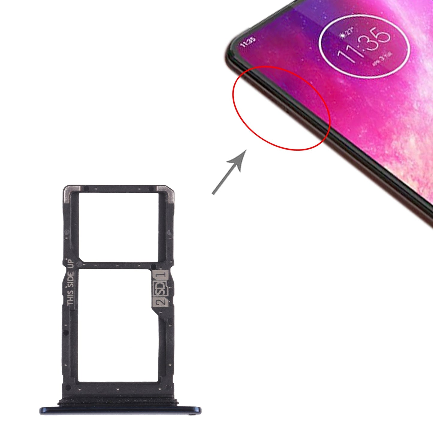 SIM Card Tray + SIM Card Tray / Micro SD Card Tray for Motorola One Hyper XT2027 XT2027-1 (Blue)