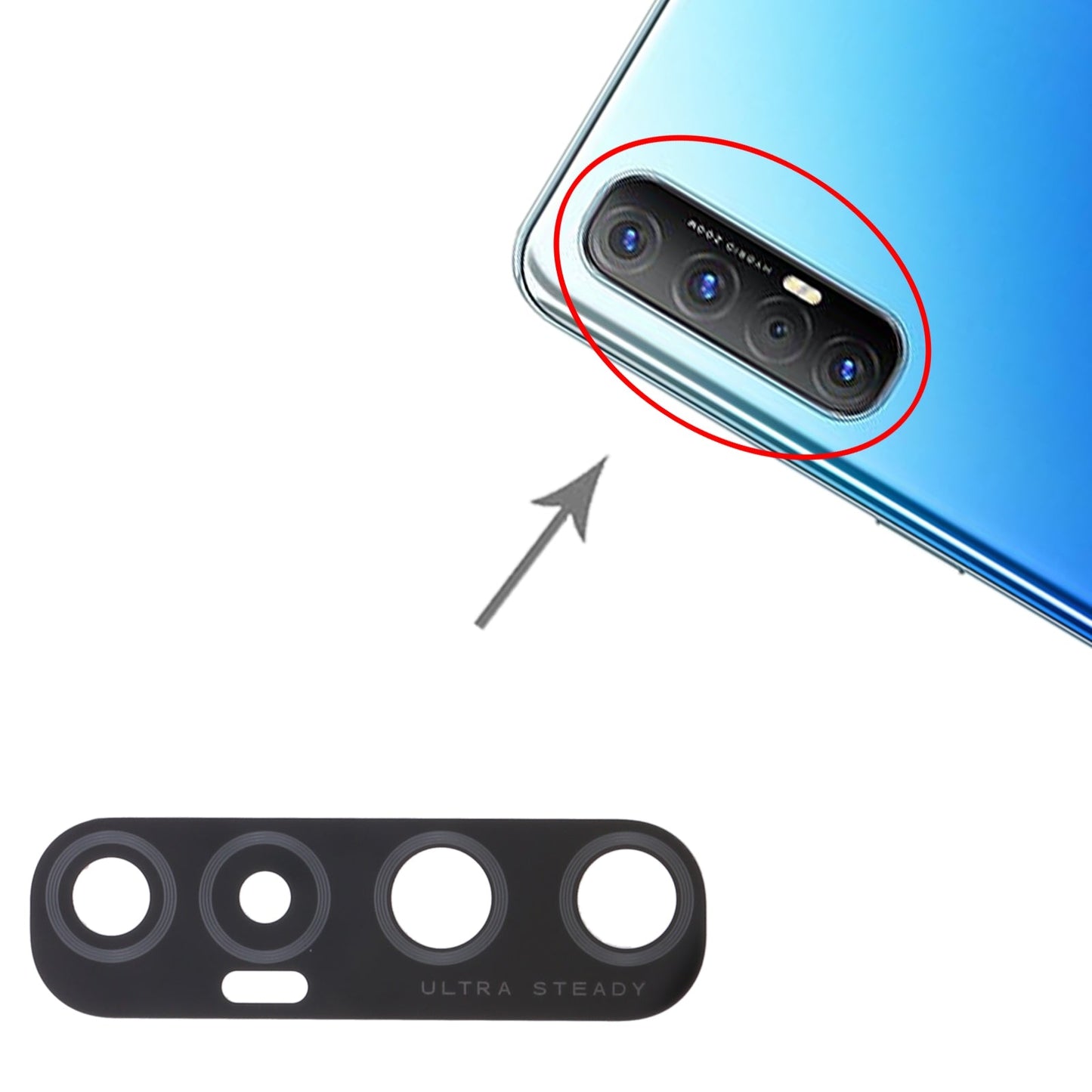 For OPPO Reno3 Pro 10pcs Back Camera Lens