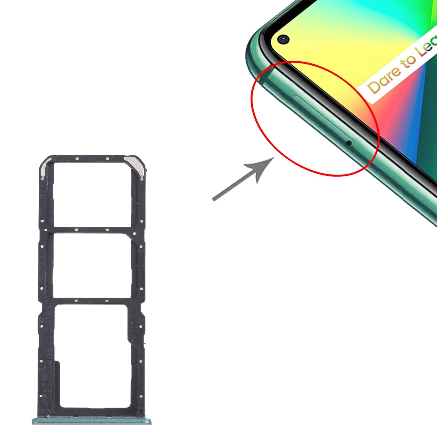 For OPPO Realme 7i RMX2103 SIM Card Tray + SIM Card Tray + Micro SD Card Tray (Green)