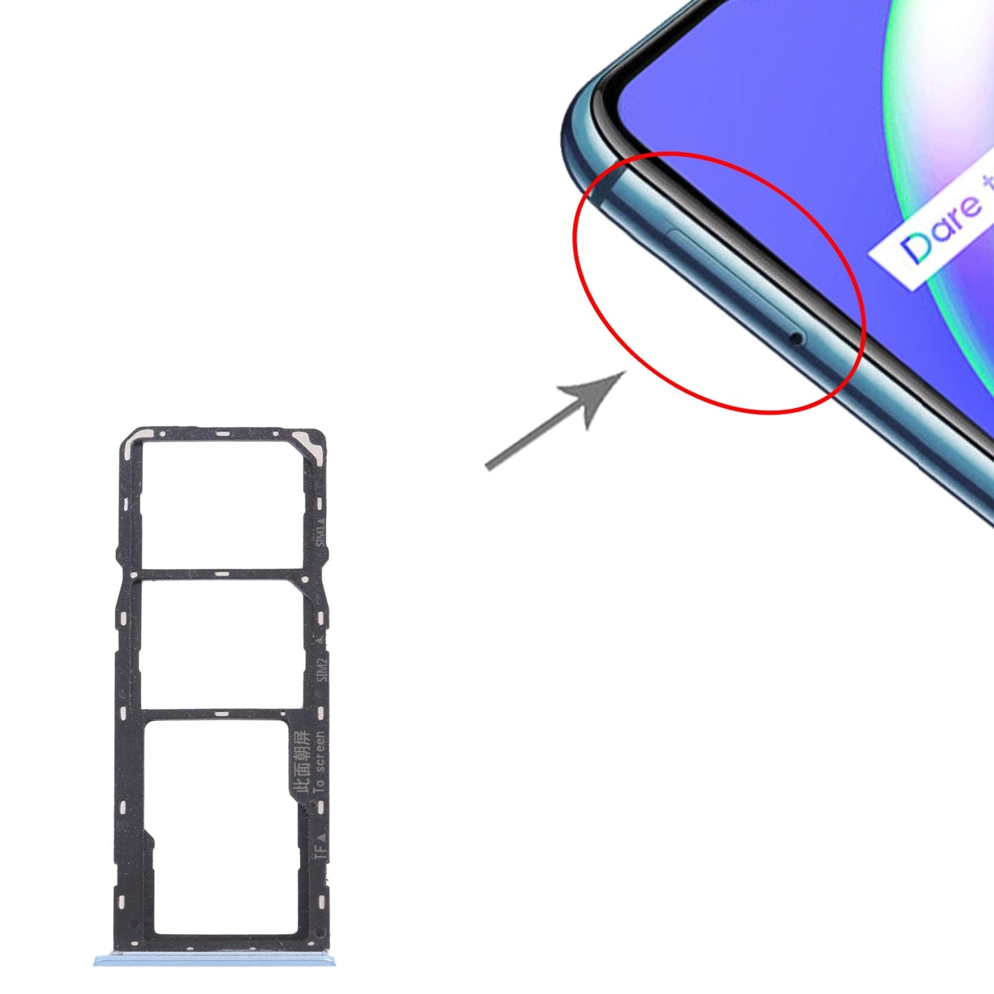For OPPO Realme C12 RMX2189 SIM Card Tray + SIM Card Tray + Micro SD Card Tray (Blue)