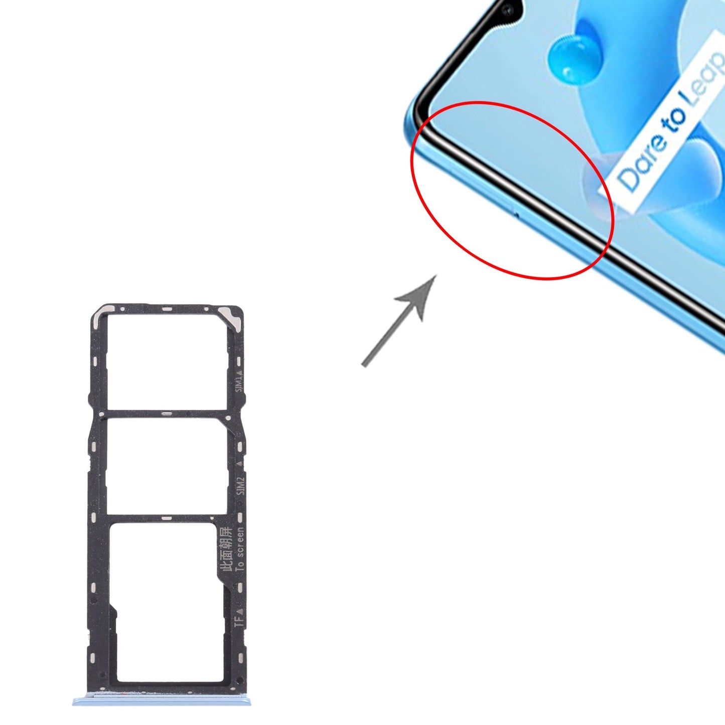 For OPPO Realme C11 (2021) RMX3231 SIM Card Tray + SIM Card Tray + Micro SD Card Tray (Blue)