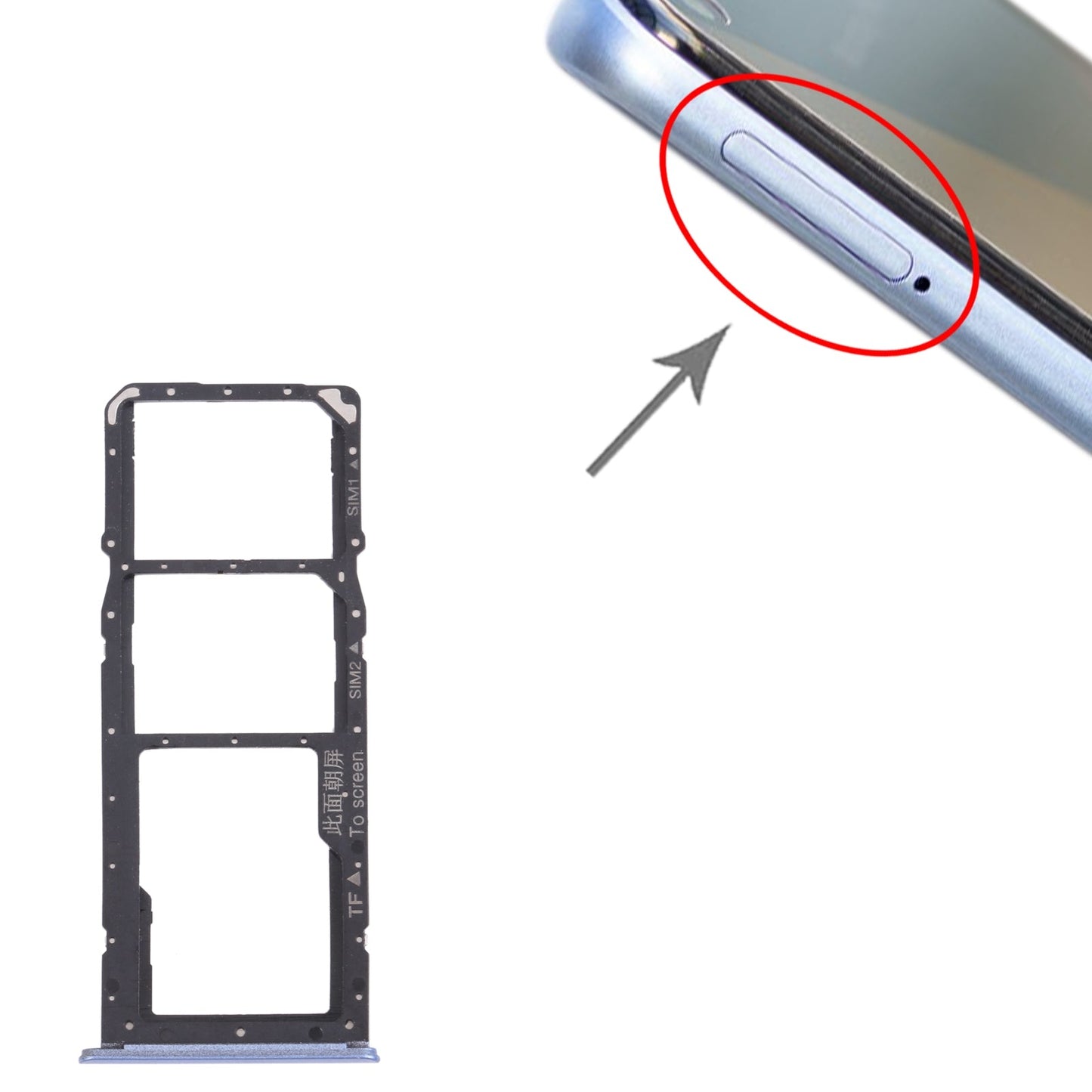 For OPPO Realme 7 5G RMX2111 SIM Card Tray + SIM Card Tray + Micro SD Card Tray (Blue)