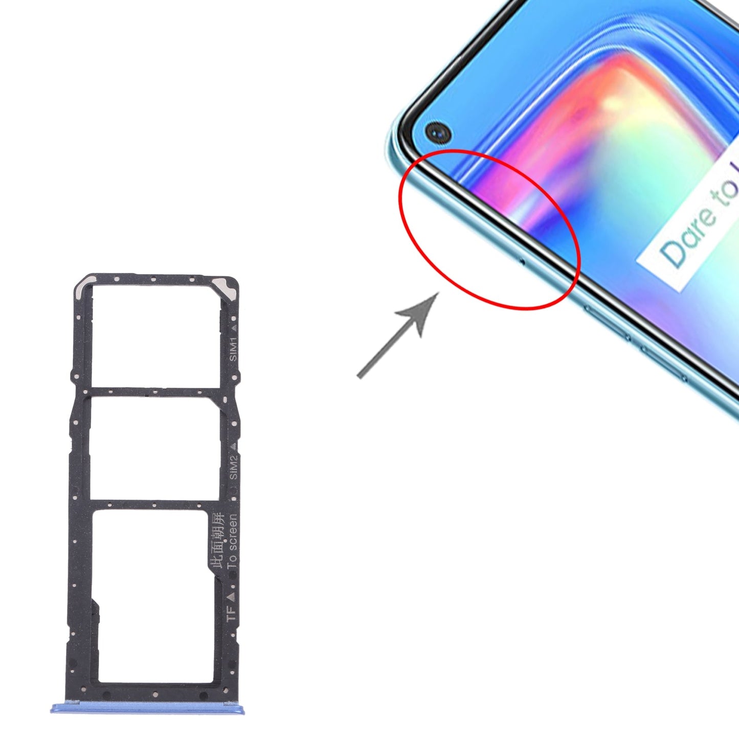 For OPPO Realme 7 (Asia) RMX2151, RMX2163 SIM Card Tray + SIM Card Tray + Micro SD Card Tray (Blue)