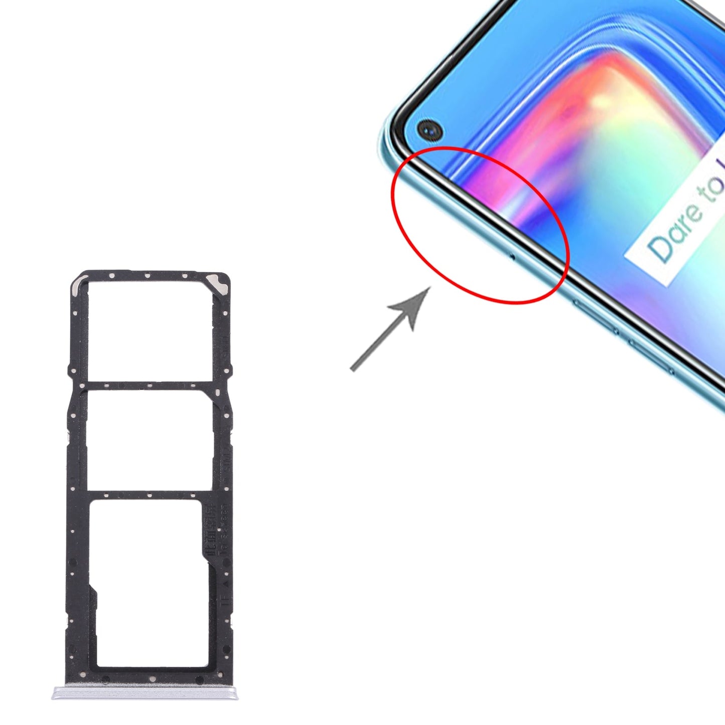 For OPPO Realme 7 (Asia) RMX2151, RMX2163 SIM Card Tray + SIM Card Tray + Micro SD Card Tray (Silver)