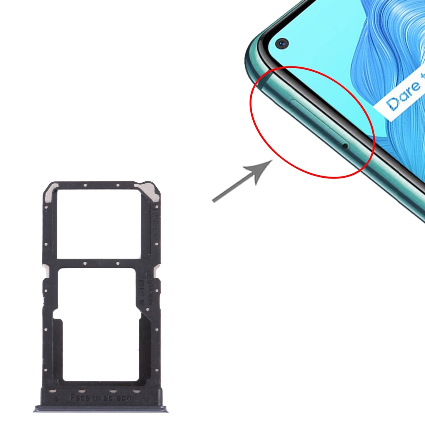 For OPPO Realme V5 5G SIM Card Tray + SIM Card Tray / Micro SD Card Tray (Black)