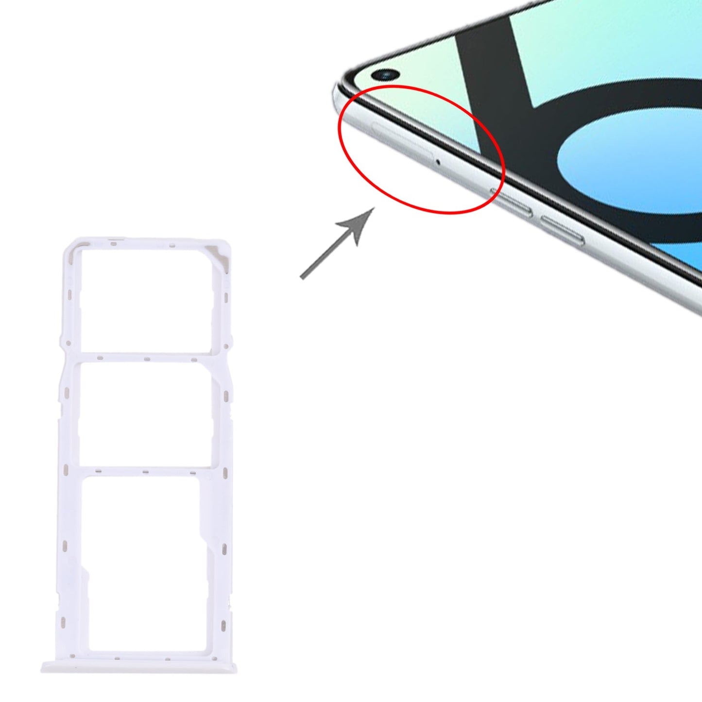 For OPPO Realme 6i (India) RMX2002 SIM Card Tray + SIM Card Tray + Micro SD Card Tray (White)