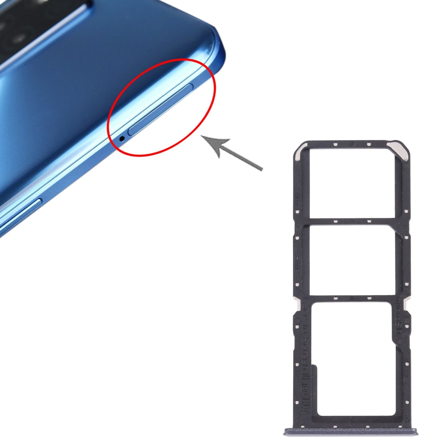 For OPPO Realme V13 5G SIM Card Tray + SIM Card Tray + Micro SD Card Tray (Blue)