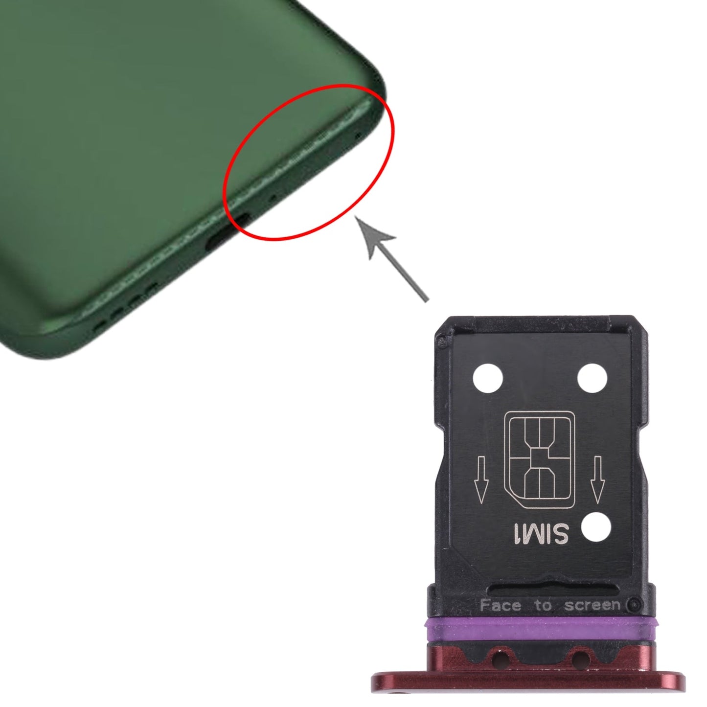 For OPPO Realme X50 Pro 5G RMX2075, RMX2071, RMX2076 SIM Card Tray + SIM Card Tray (Red)