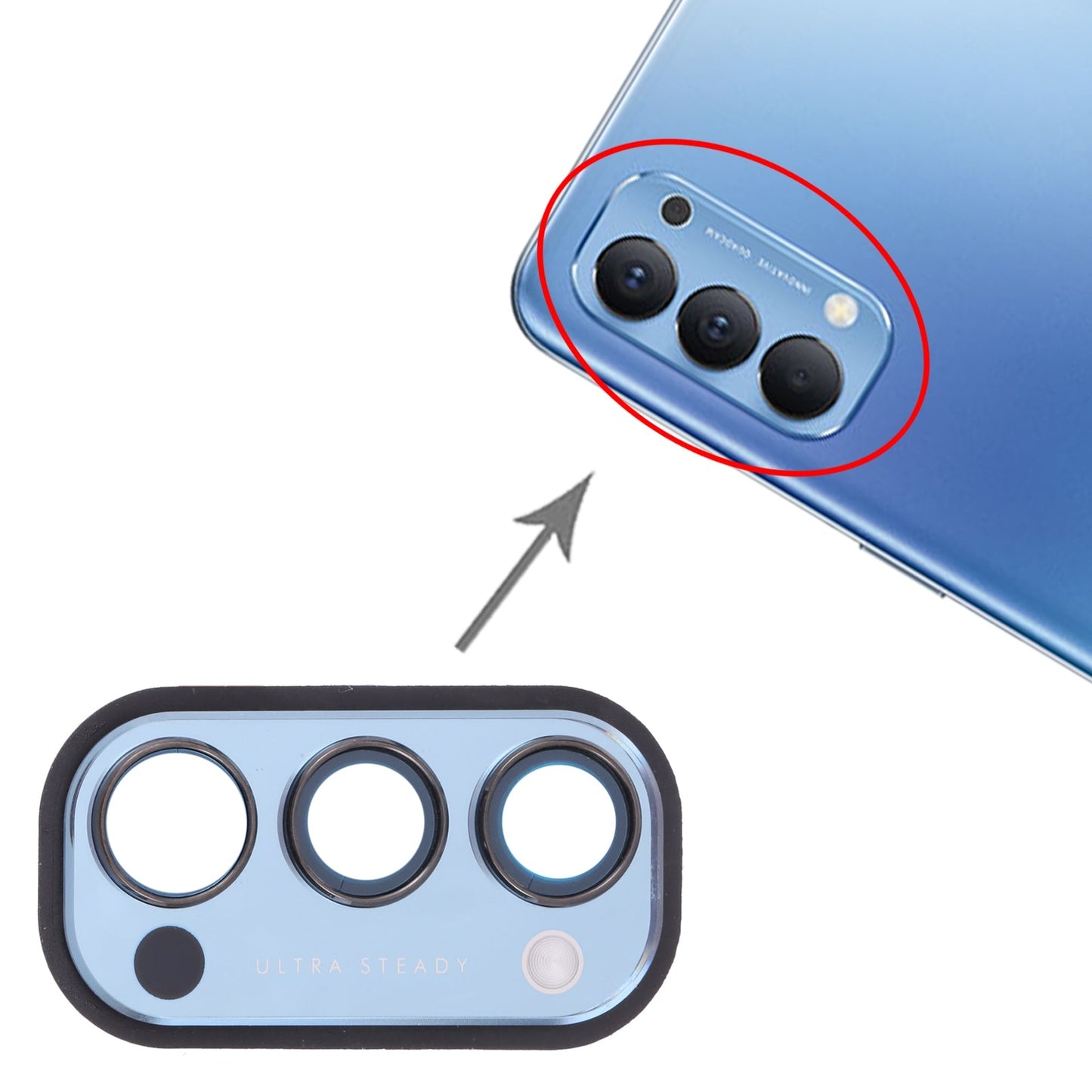 For OPPO Reno4 5G PDPM00, PDPT00, CPH2091 Camera Lens Cover (Blue)