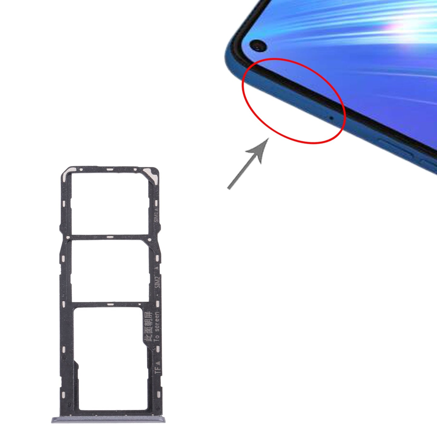 For OPPO Realme 6 SIM Card Tray + SIM Card Tray + Micro SD Card Tray (Black)