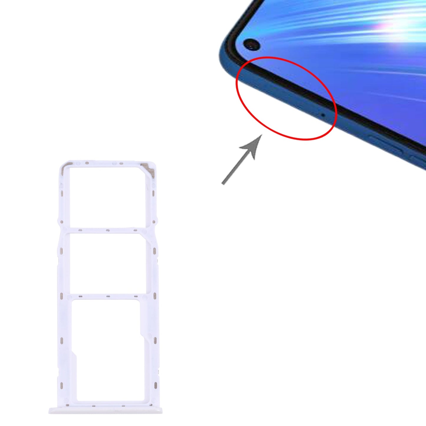 For OPPO Realme 6 SIM Card Tray + SIM Card Tray + Micro SD Card Tray (White)