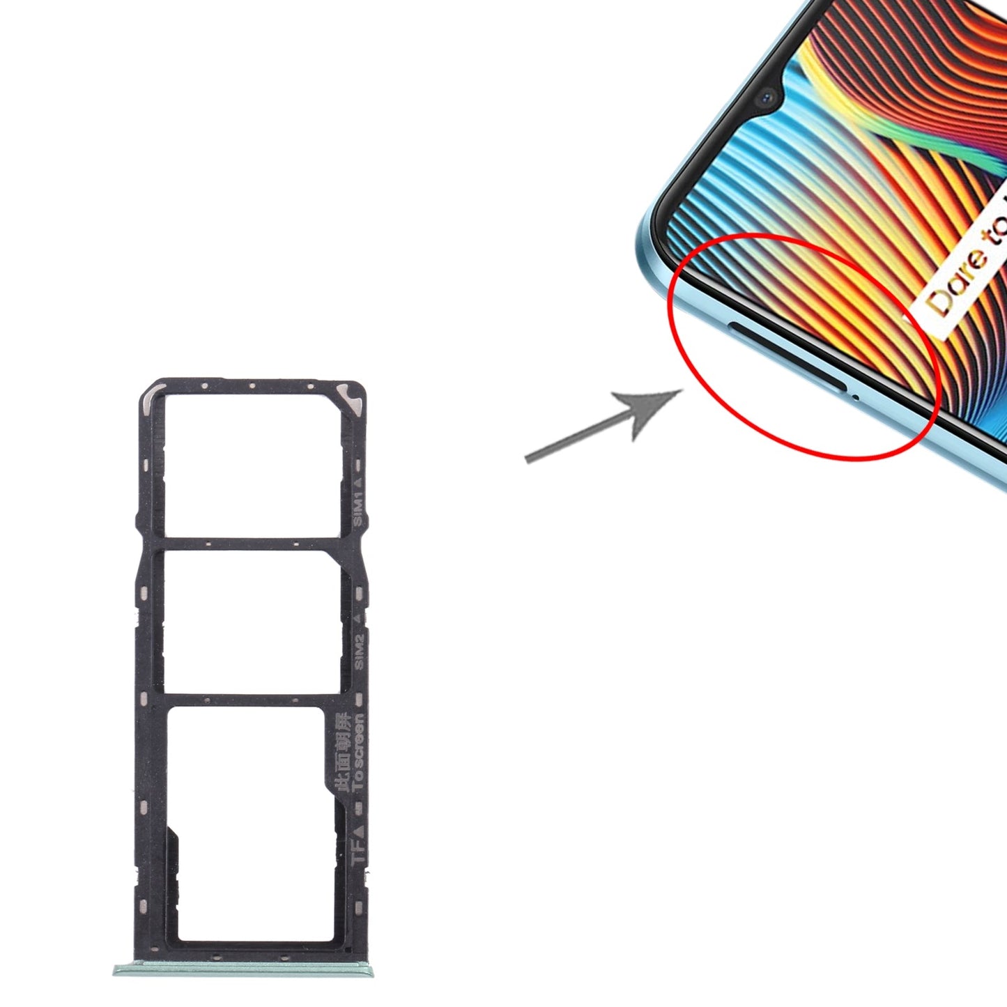 For OPPO Realme 7i (Global) SIM Card Tray + SIM Card Tray + Micro SD Card Tray (Green)