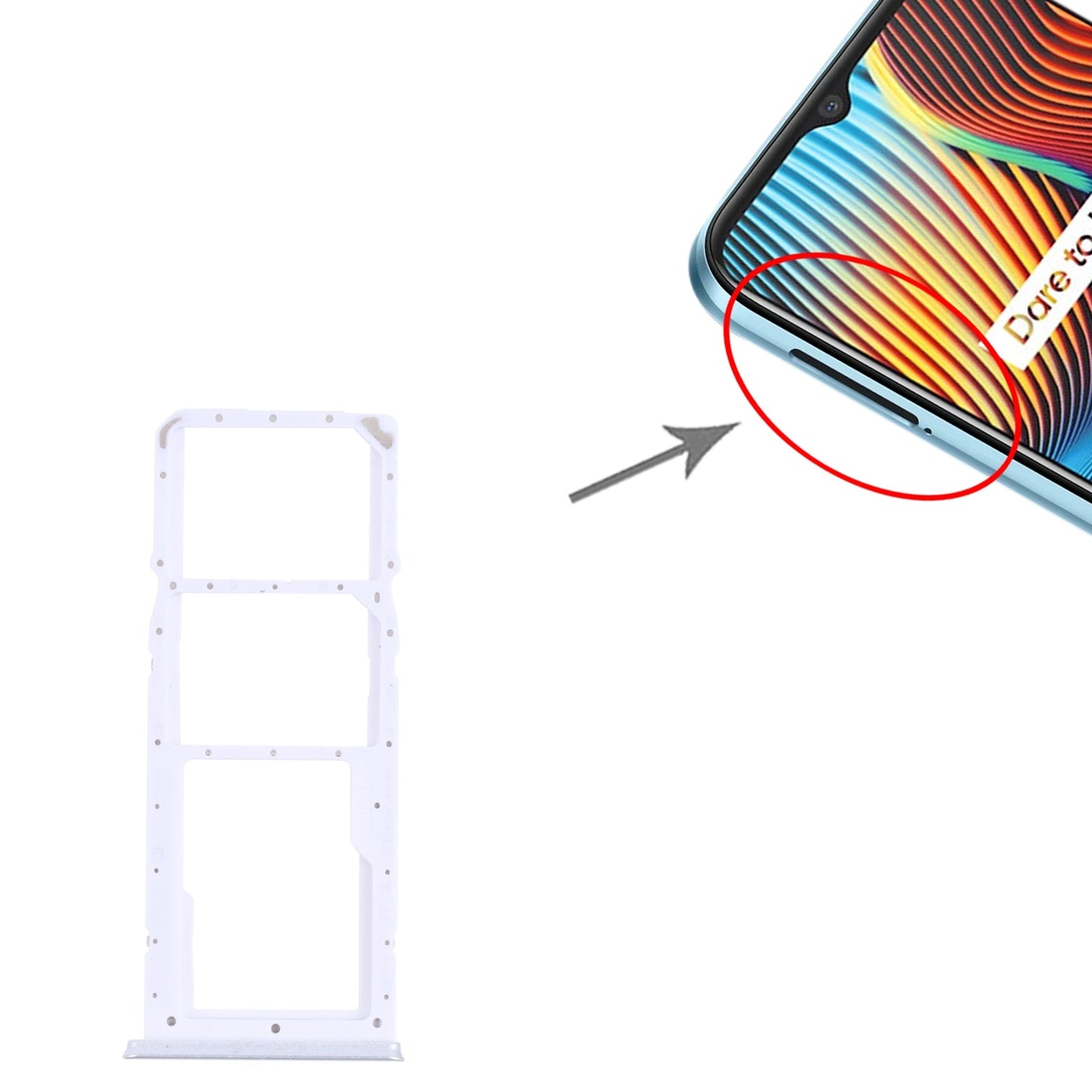 For OPPO Realme 7i (Global) SIM Card Tray + SIM Card Tray + Micro SD Card Tray (Silver)