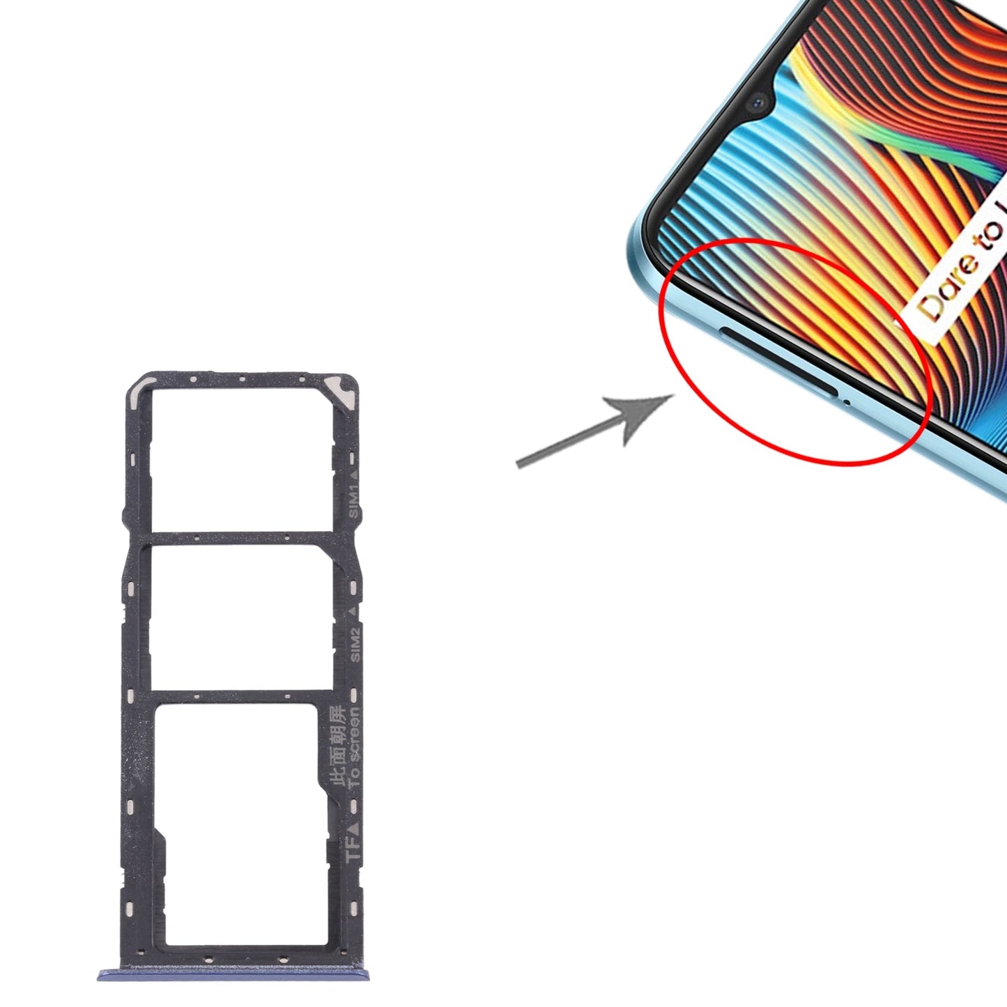 For OPPO Realme Narzo 20 SIM Card Tray + SIM Card Tray + Micro SD Card Tray (Blue)