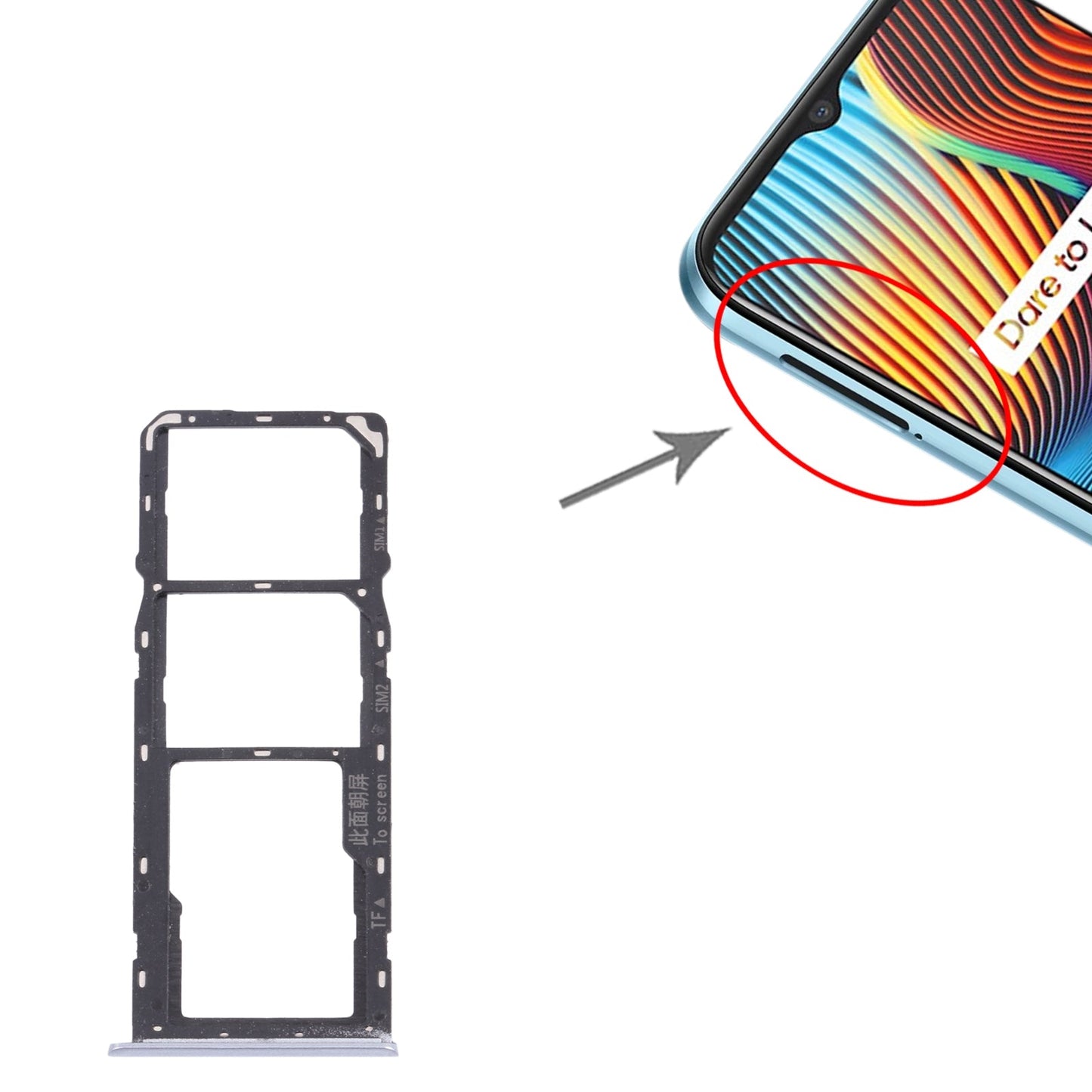 For OPPO Realme Narzo 20 SIM Card Tray + SIM Card Tray + Micro SD Card Tray (Silver)