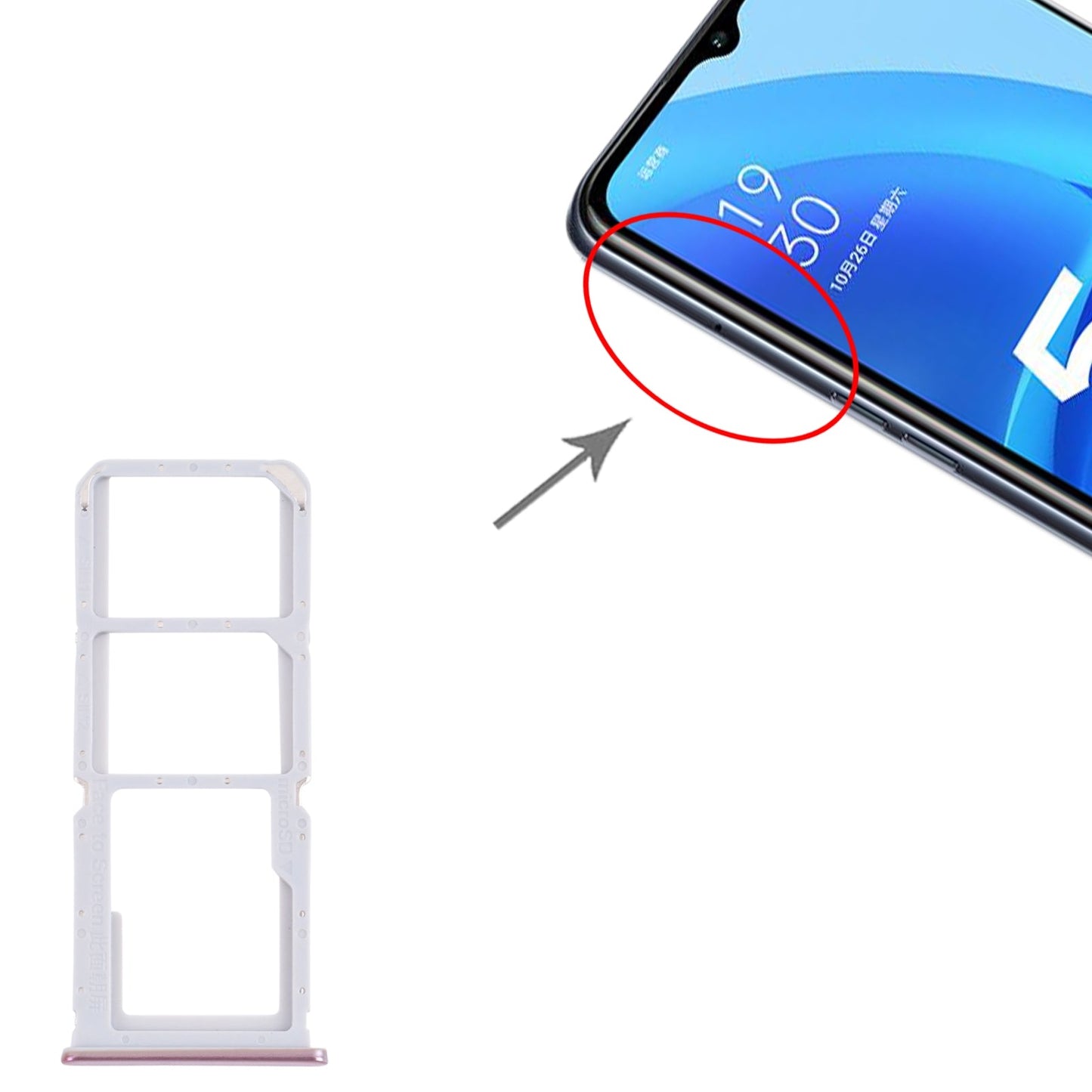 For OPPO A55 PEMM00, PEMM20, PEMT00, PEMT20 SIM Card Tray + SIM Card Tray + Micro SD Card Tray (Gold)