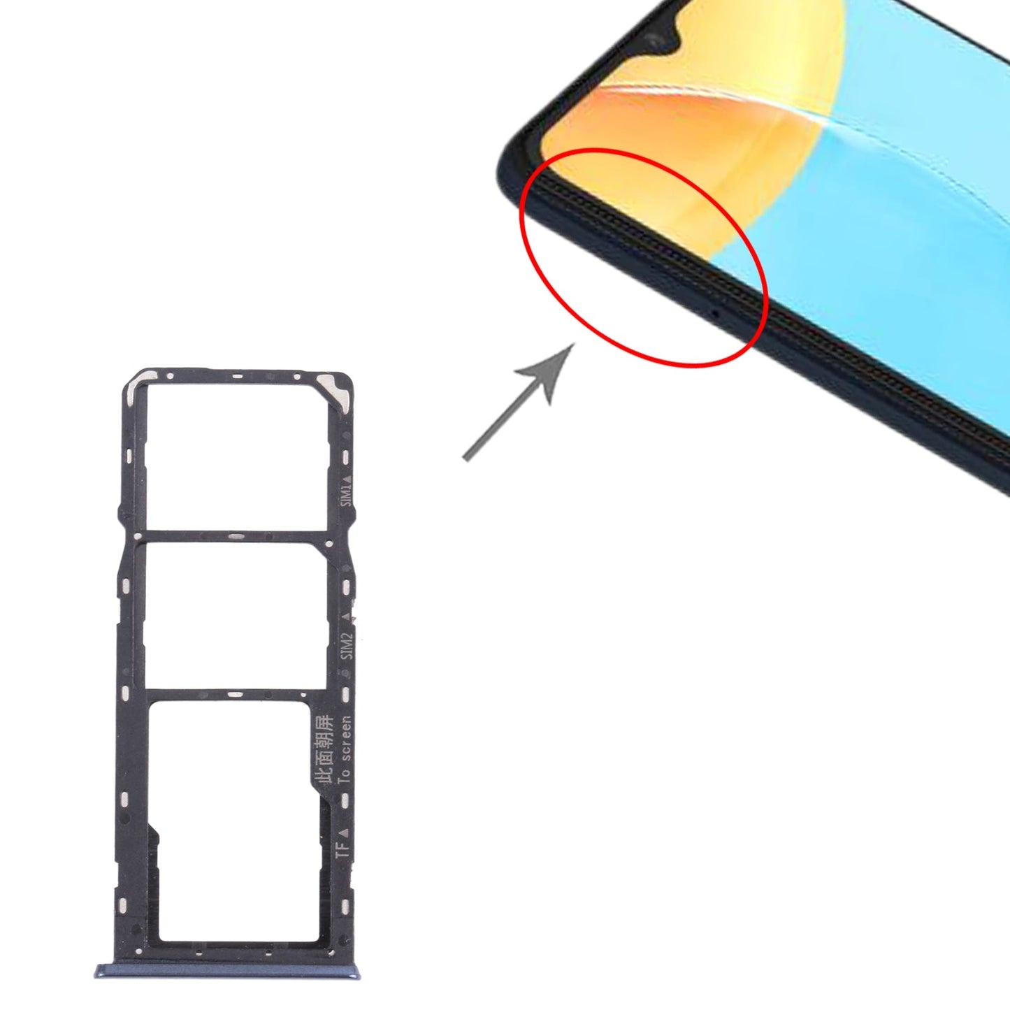 For OPPO A35 CPH2179 SIM Card Tray + SIM Card Tray + Micro SD Card Tray (Black)