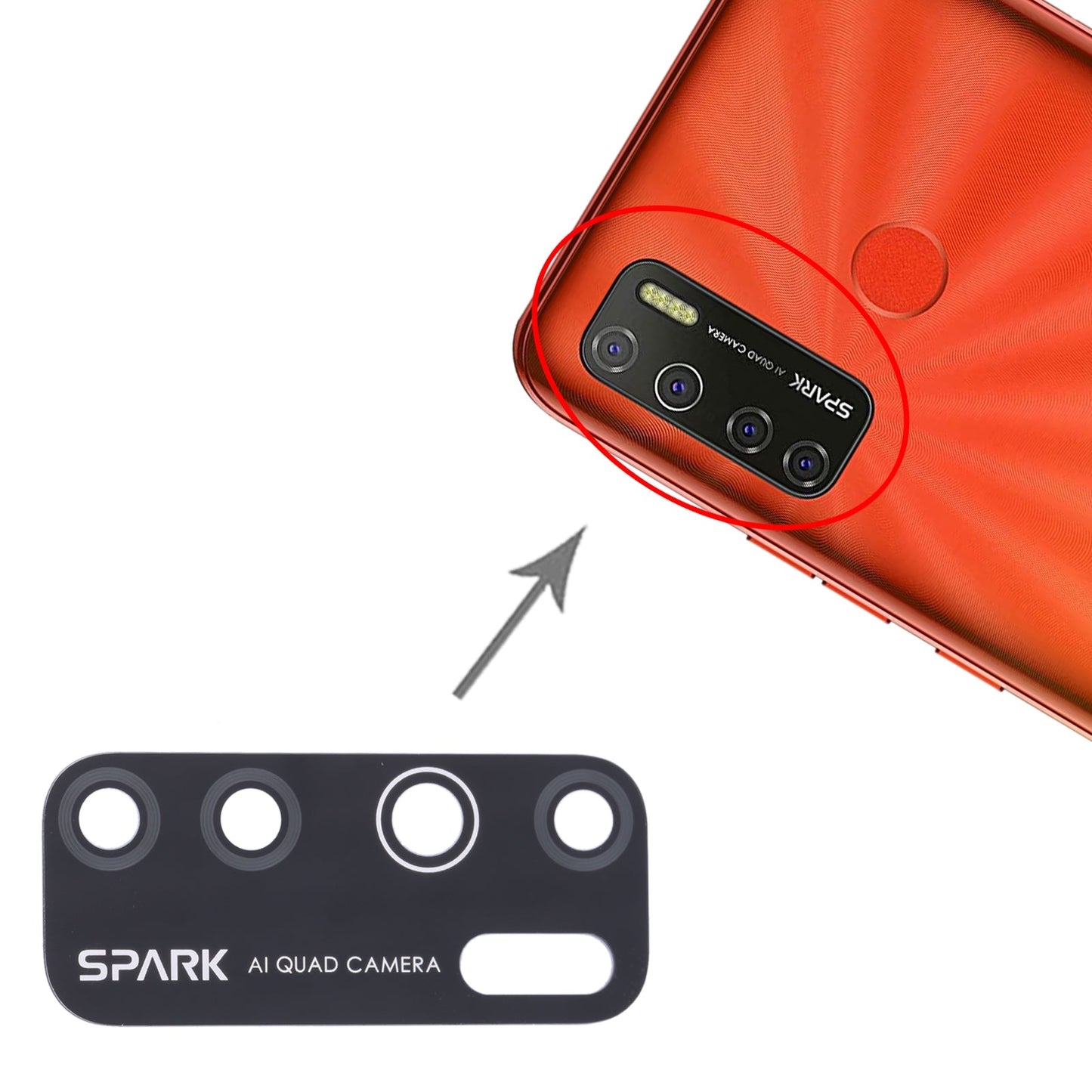 For Tecno Spark 5 / Spark 5 pro KE5, KD7 10pcs Back Camera Lens