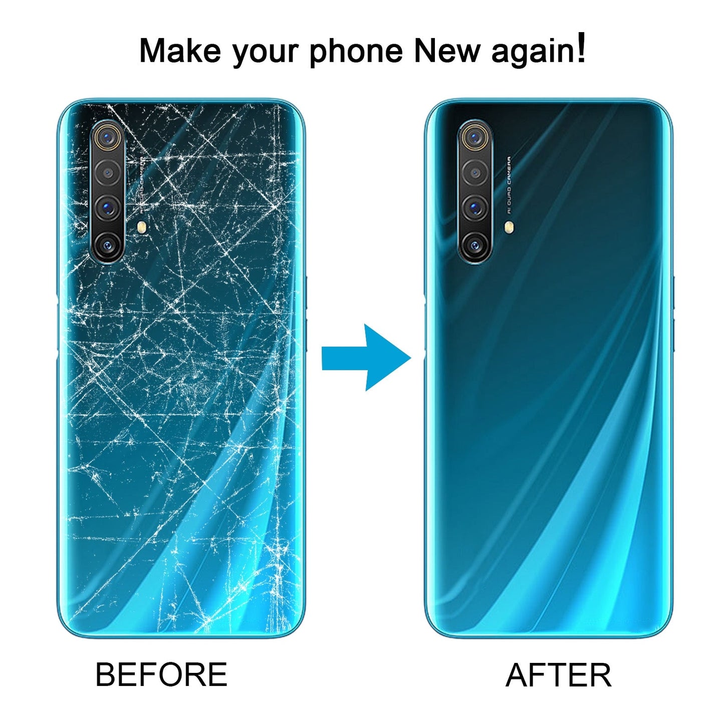 For OPPO Realme X3 / Realme X3 SuperZoom Battery Back Cover (Blue)