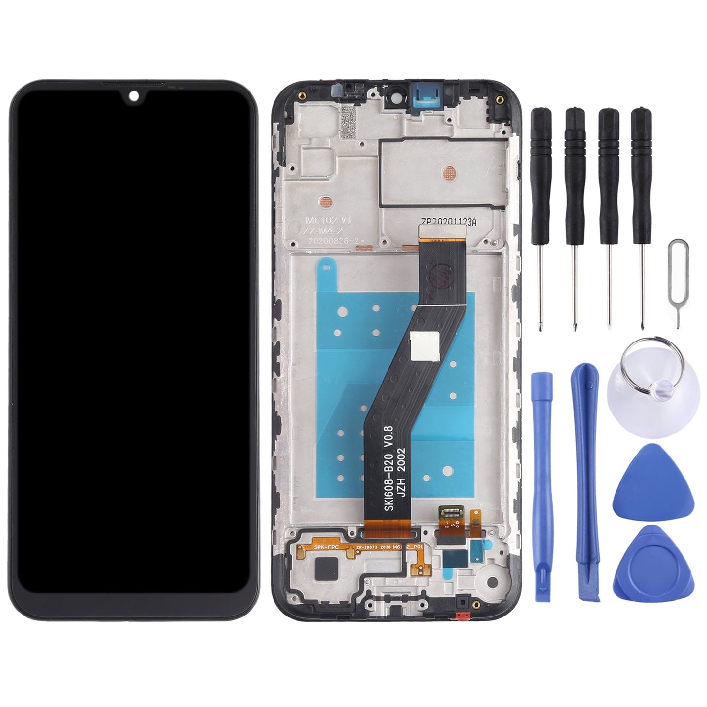 TFT LCD Screen for Motorola Moto E6S XT2053 XT2053-2 Digitizer Full Assembly with Frame (Black)