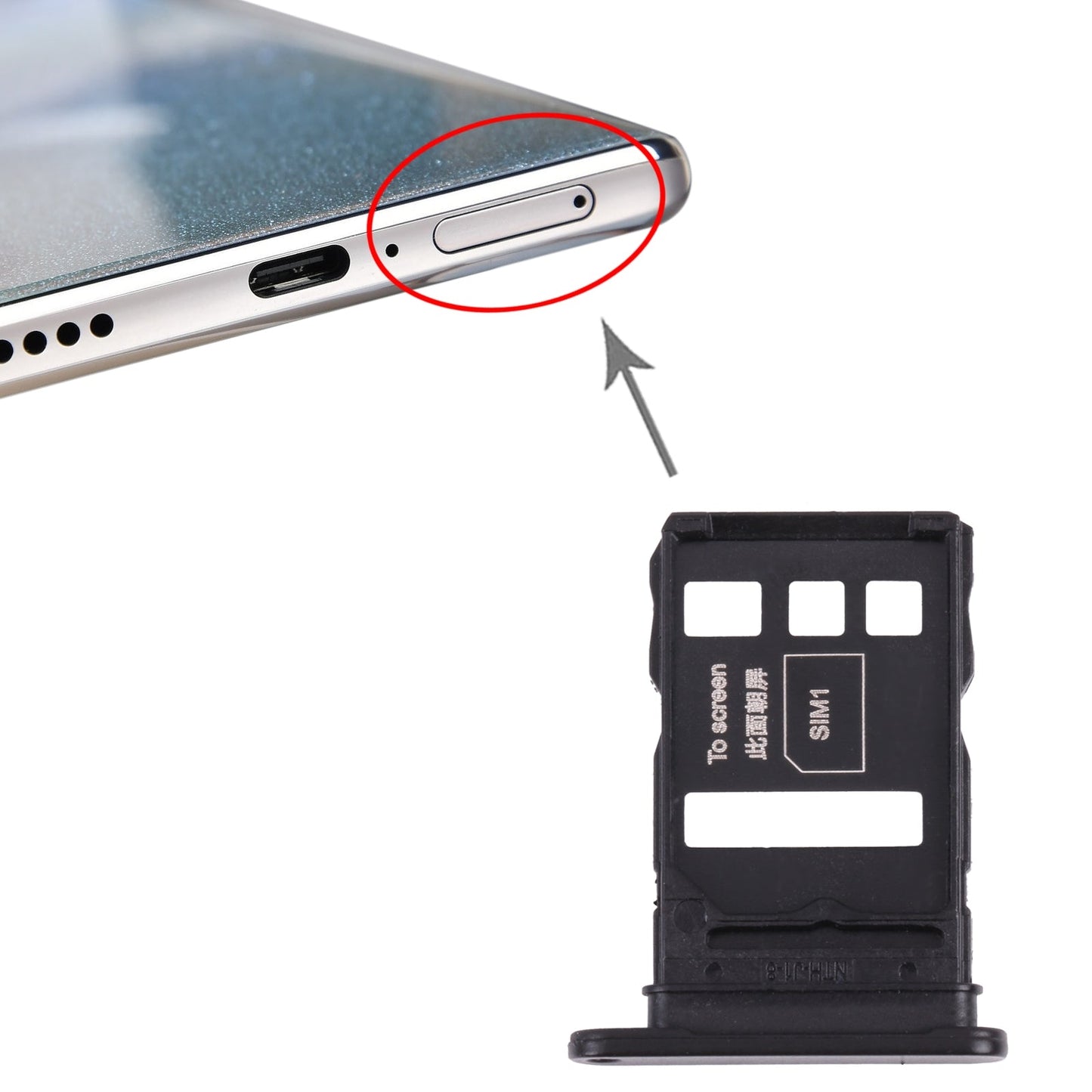 SIM Card Tray + SIM Card Tray for Honor 50 Pro (Black)