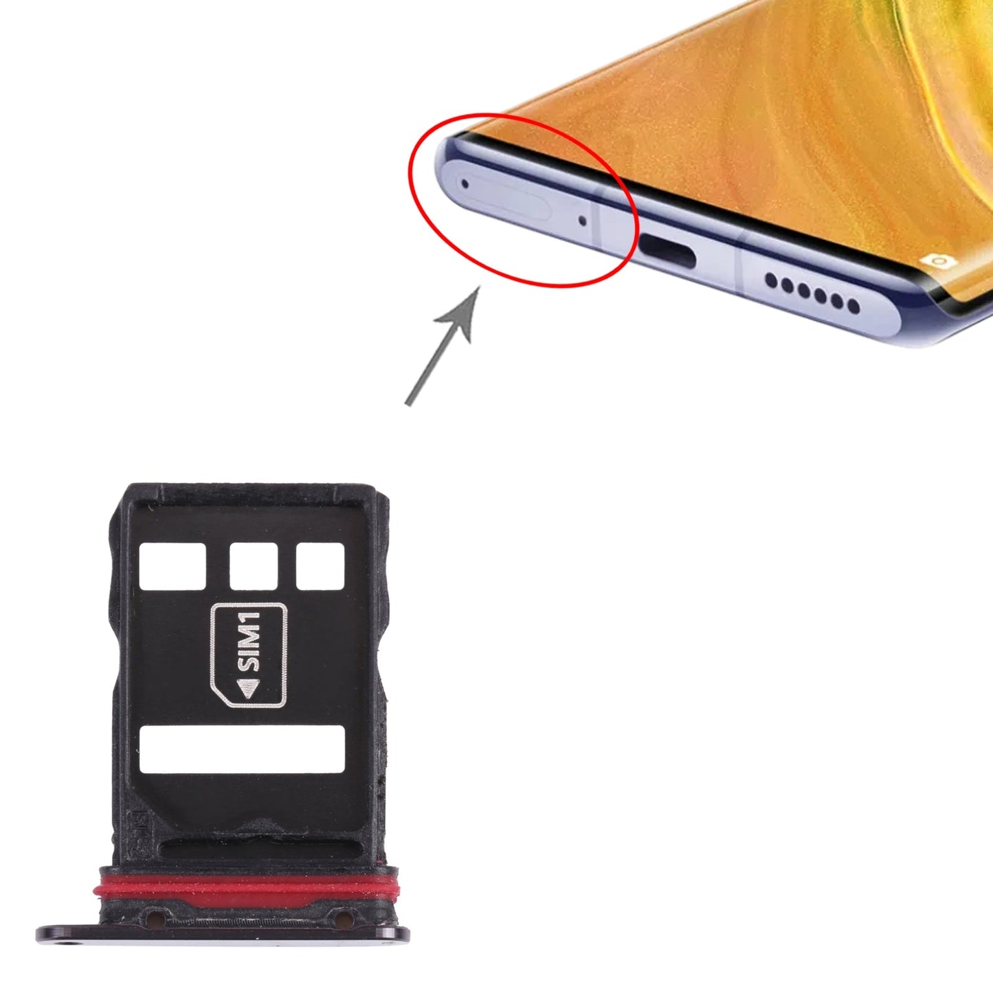SIM Card Tray + NM Card Tray for Huawei Mate 30E Pro 5G (Black)