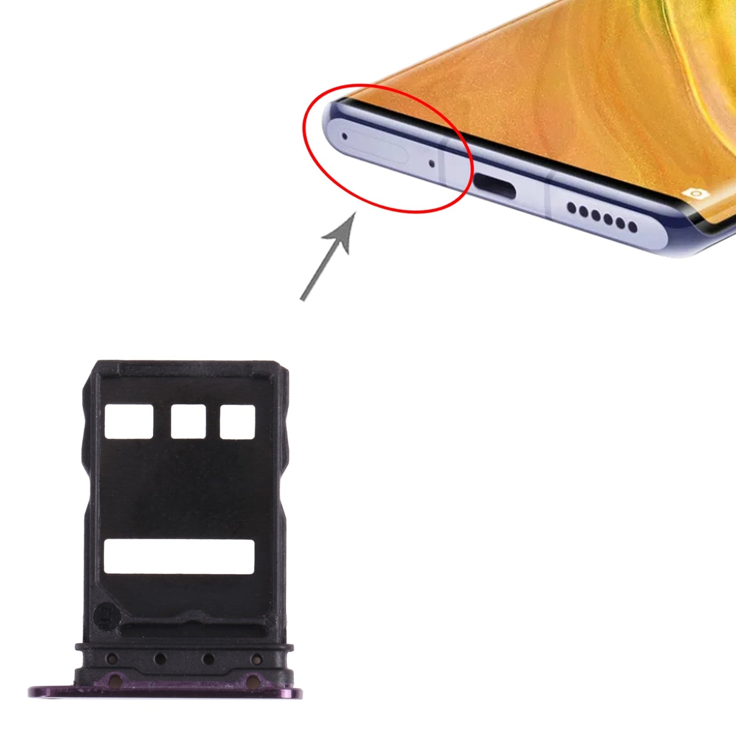 SIM Card Tray + NM Card Tray for Huawei Mate 30E Pro 5G (Dark Purple)