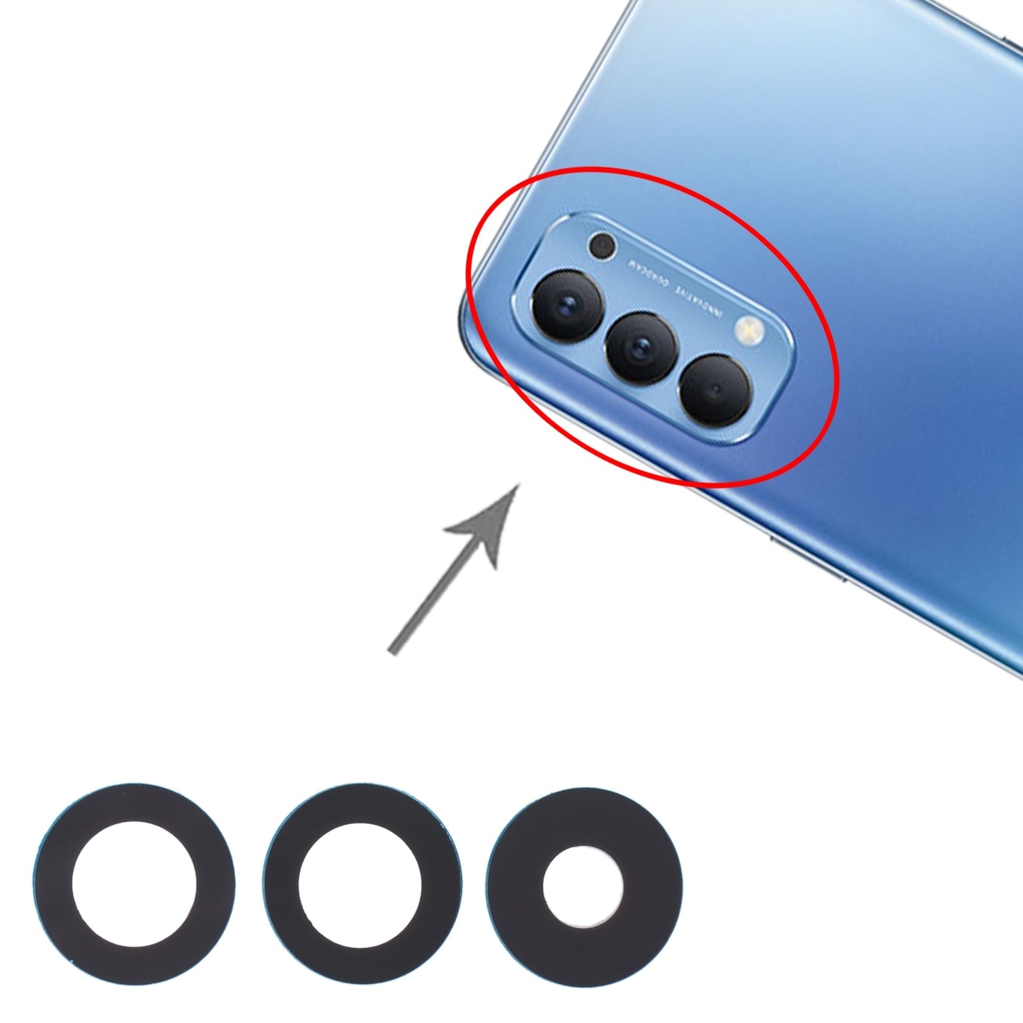 For OPPO Reno4 4G / Reno4 5G 10pcs Back Camera Lens