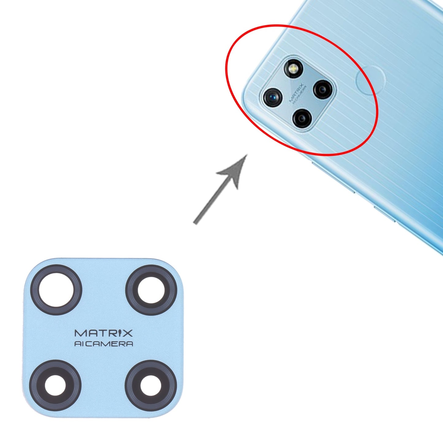 For OPPO Realme C25Y RMX3265, RMX3268 10pcs Back Camera Lens