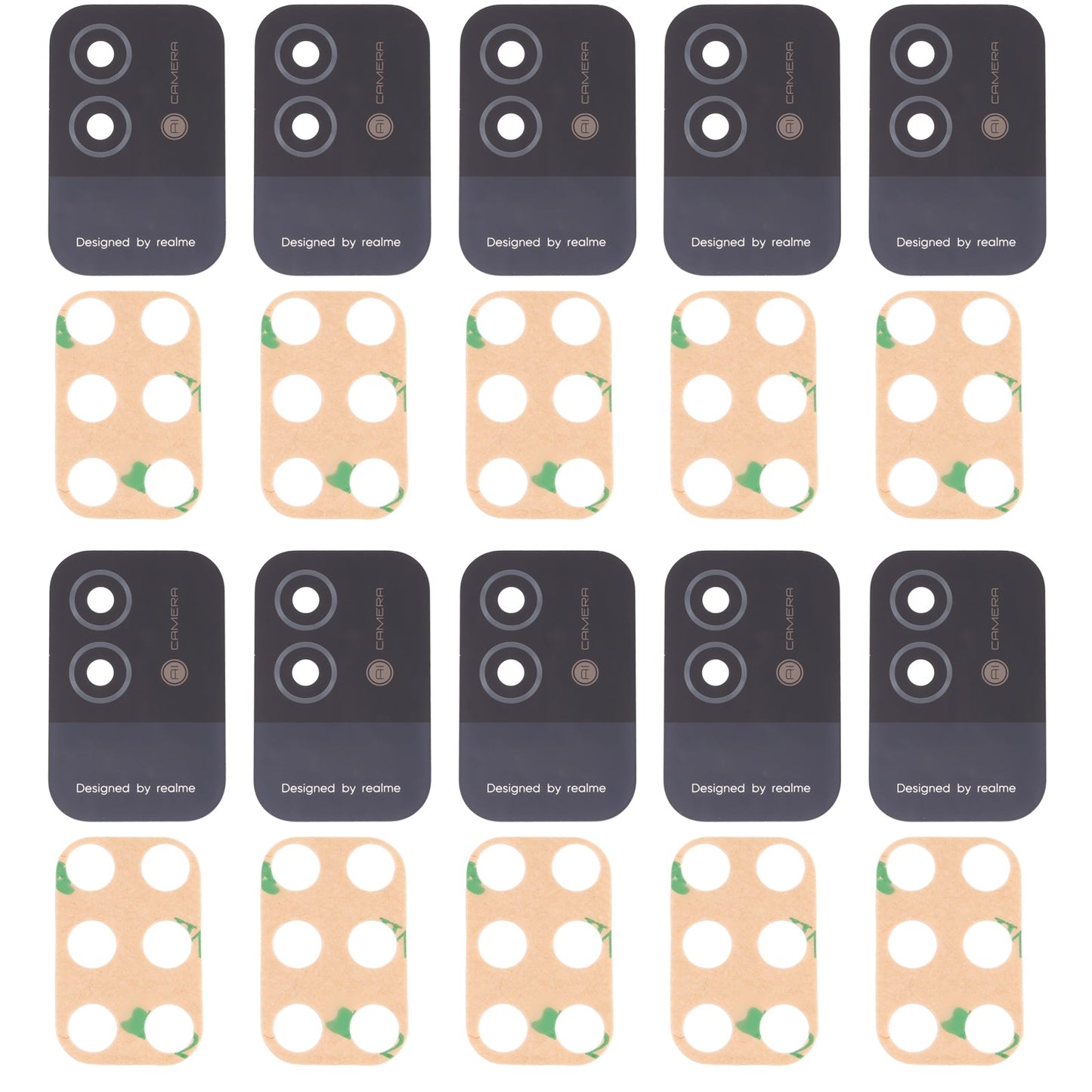 For OPPO Realme Narzo 50i RMX3235 10pcs Back Camera Lens (Black)