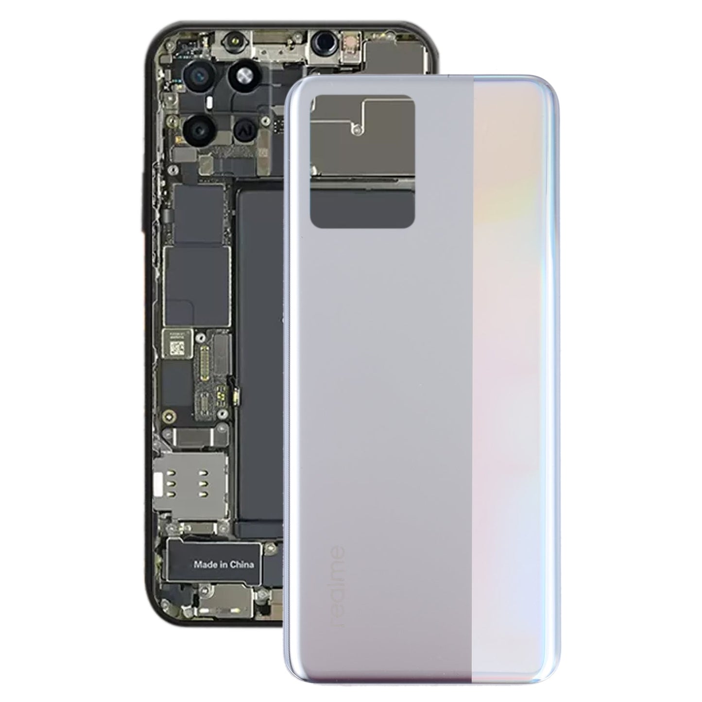 For OPPO Realme 8 Battery Back Cover (Silver)
