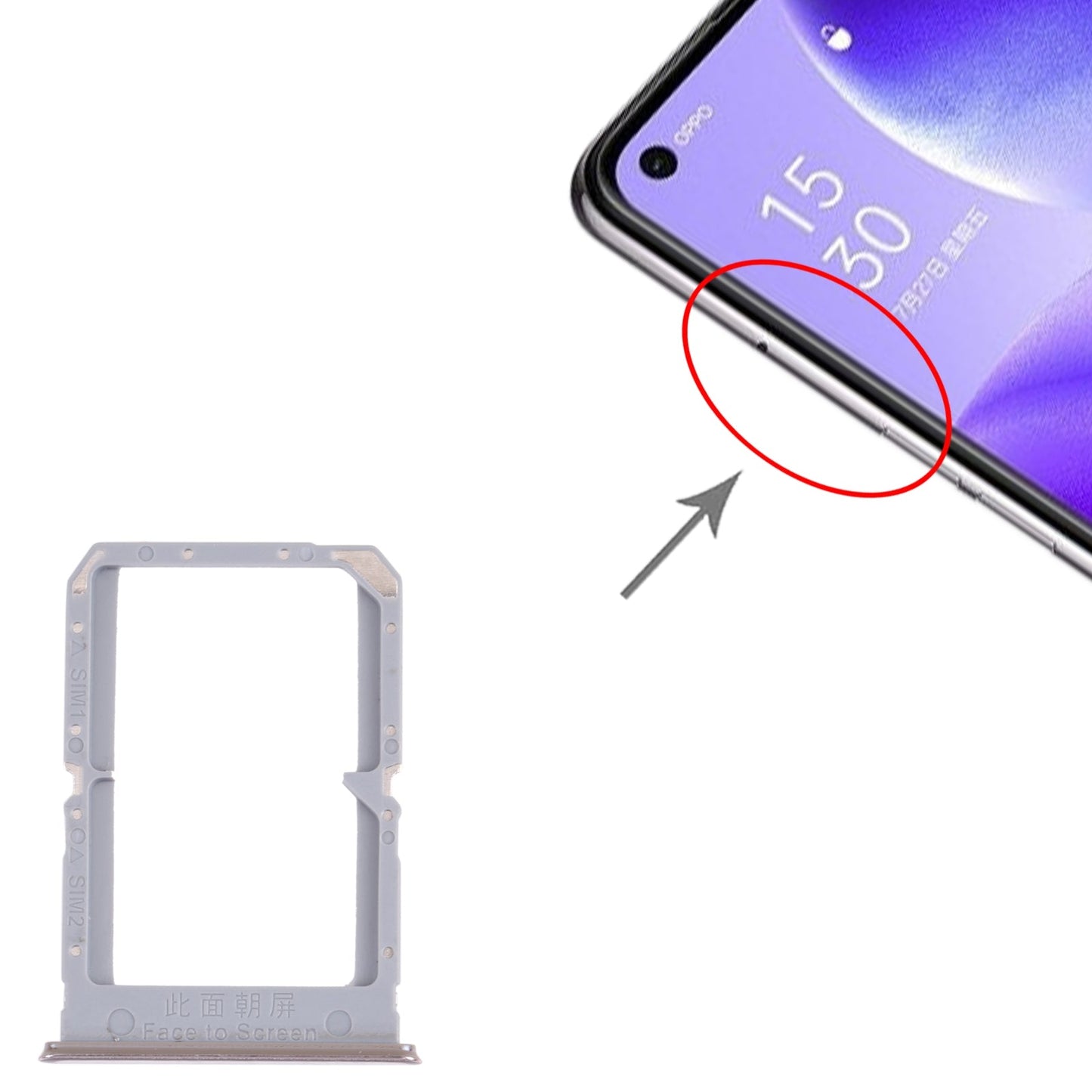 For OPPO Reno5 5G / Find X3 Lite PEGM00 PEGT00 CPH2145 SIM Card Tray + SIM Card Tray(Gold)