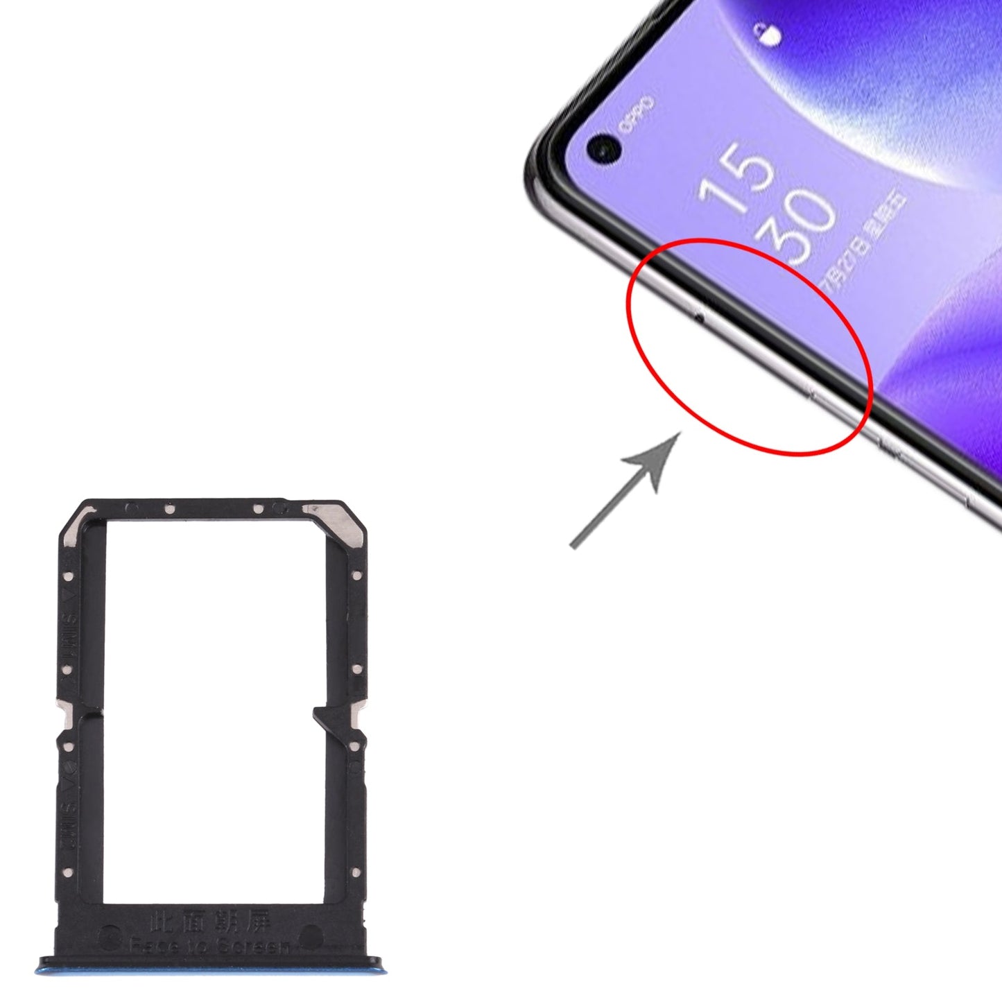 For OPPO Reno5 5G / Find X3 Lite PEGM00 PEGT00 CPH2145 SIM Card Tray + SIM Card Tray(Blue)