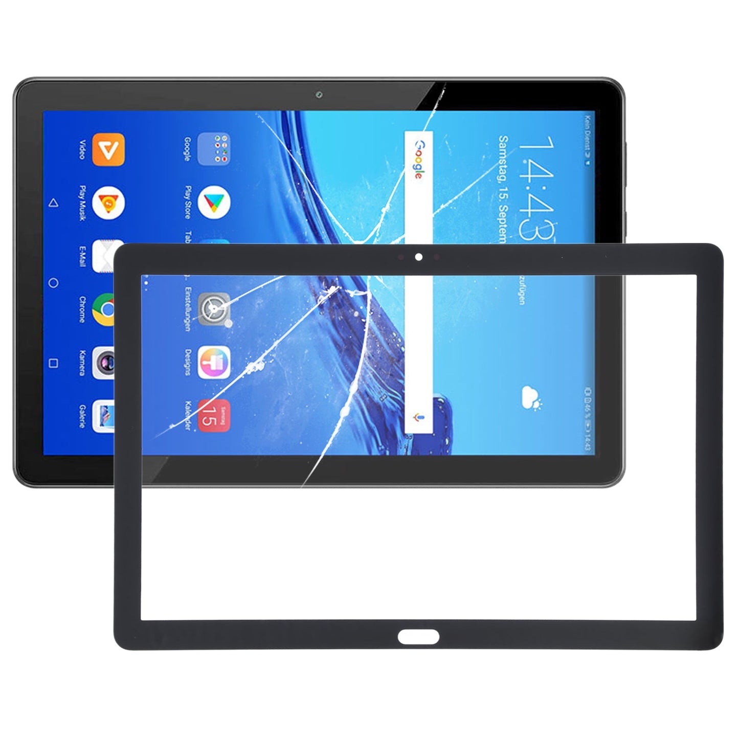 For Huawei MediaPad T5 AGS2-AL03 AGS2-AL09 LTE Front Screen Outer Glass Lens (Black)