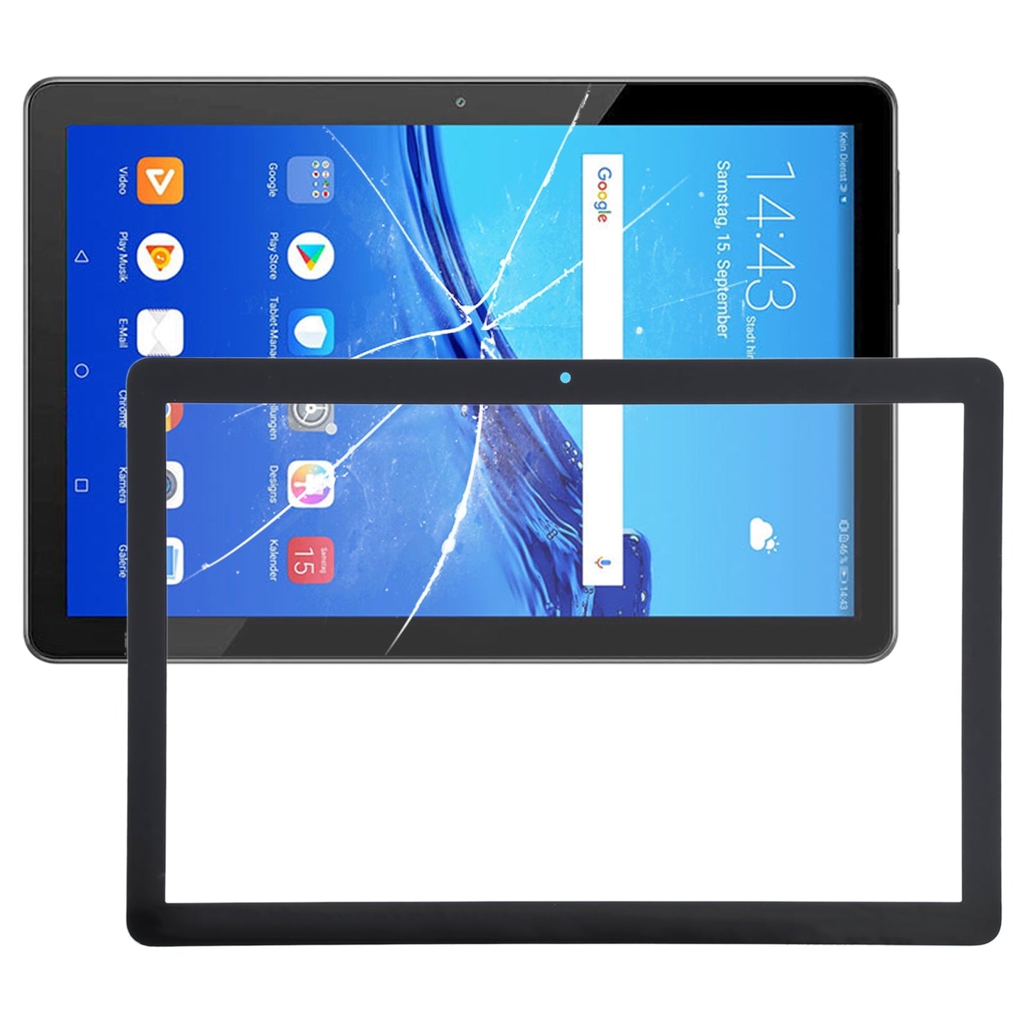 For Huawei MediaPad T5 AGS2-W09 AGS2-W19 WIFI Front Screen Outer Glass Lens (Black)