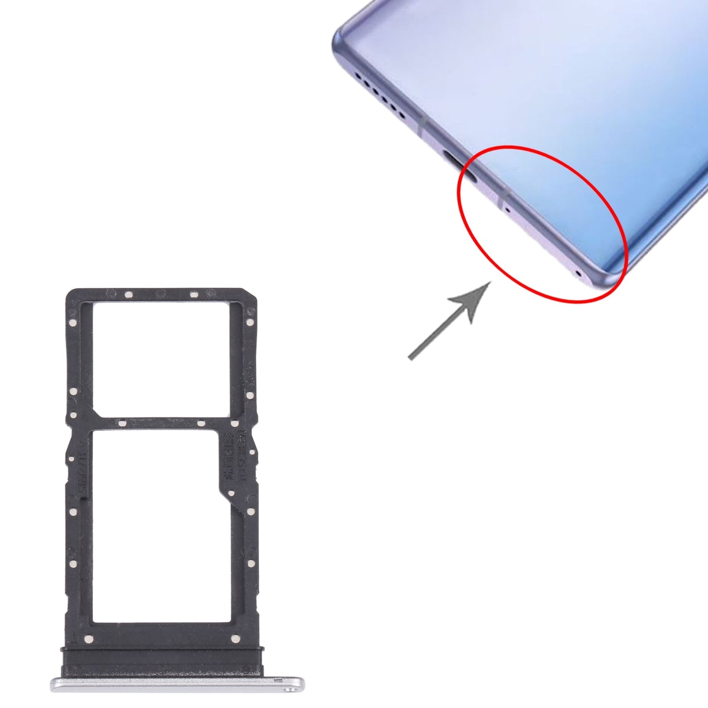 SIM Card Tray + SIM Card Tray / Micro SD Card Tray for Honor Play 30 Plus(Silver)