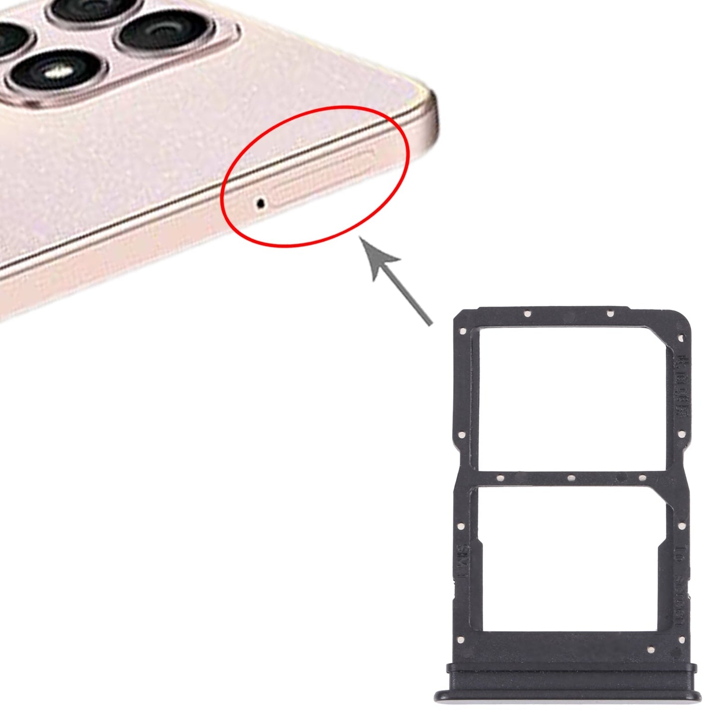 SIM Card Tray + SIM Card Tray for Honor X30i(Black)